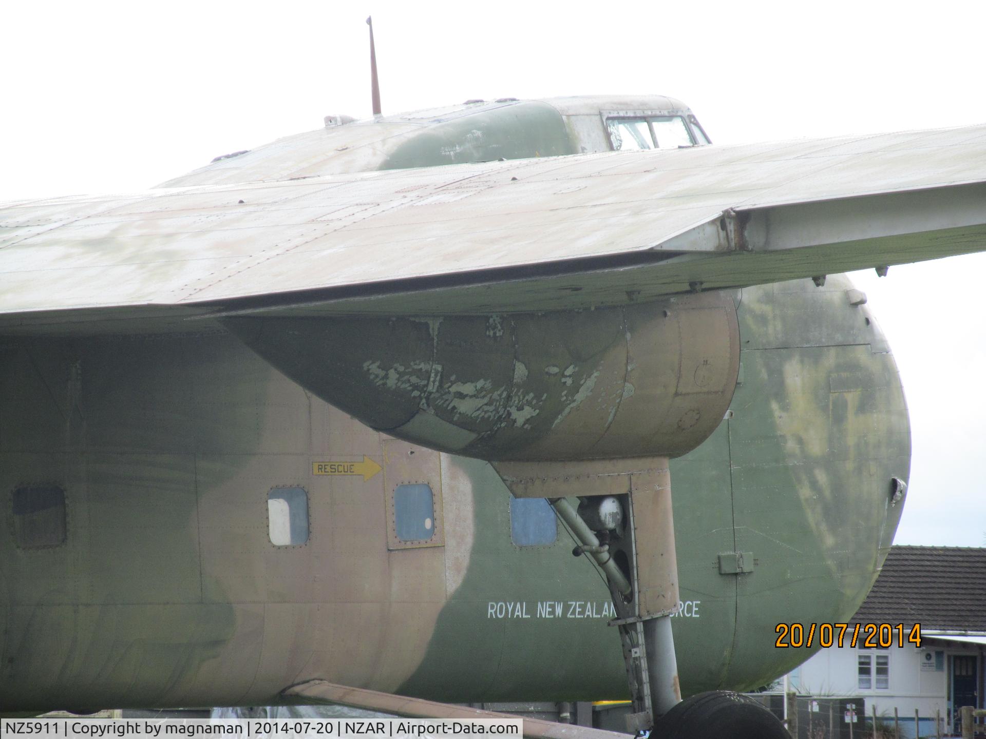 NZ5911, Bristol 170 Freighter Mk.31M C/N 13135, Also wears ZK-EPG in very faded marks by military serial on fuselage
