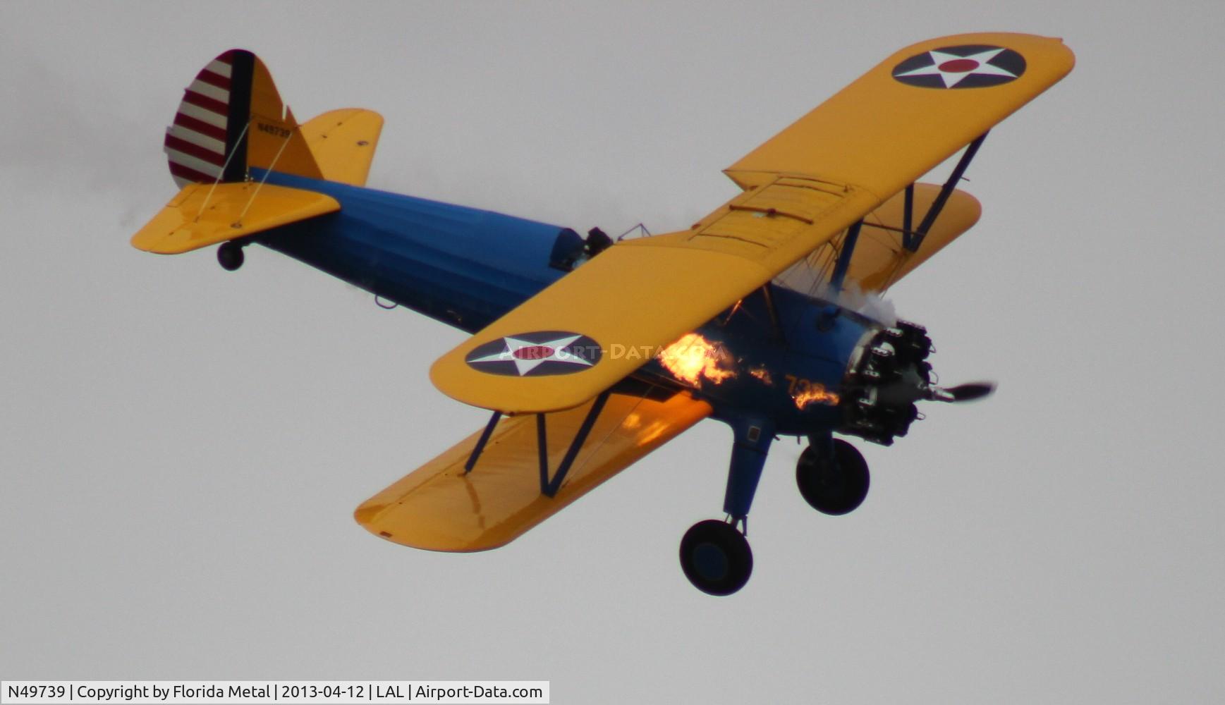 N49739, 1943 Boeing A75N1(PT17) C/N 75-4462, John Mohr PT-17 shooting a flame out of its exhaust