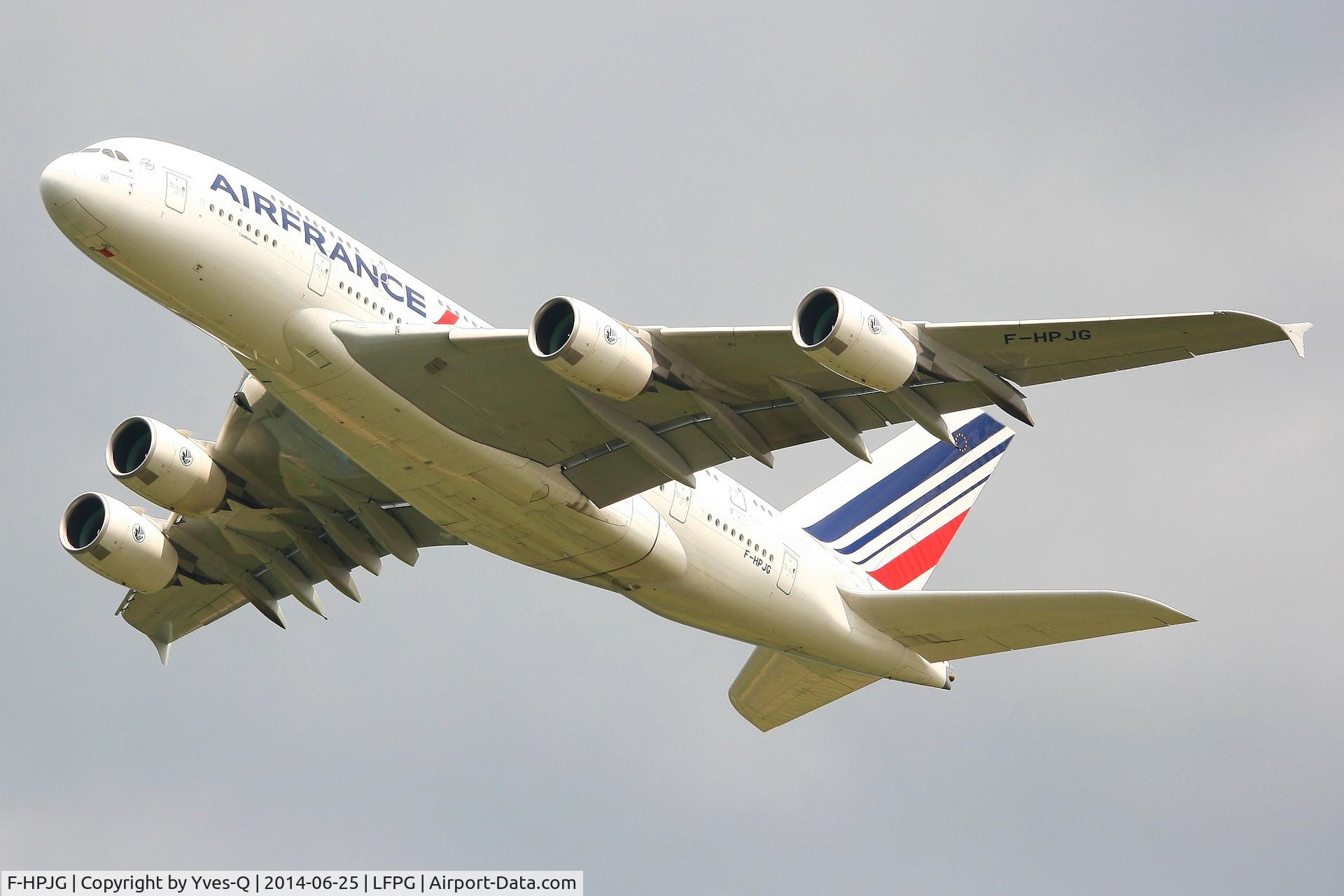 F-HPJG, 2011 Airbus A380-861 C/N 067, Airbus A380-861, Take off rwy 27L, Roissy Charles De Gaulle airport (LFPG-CDG)
