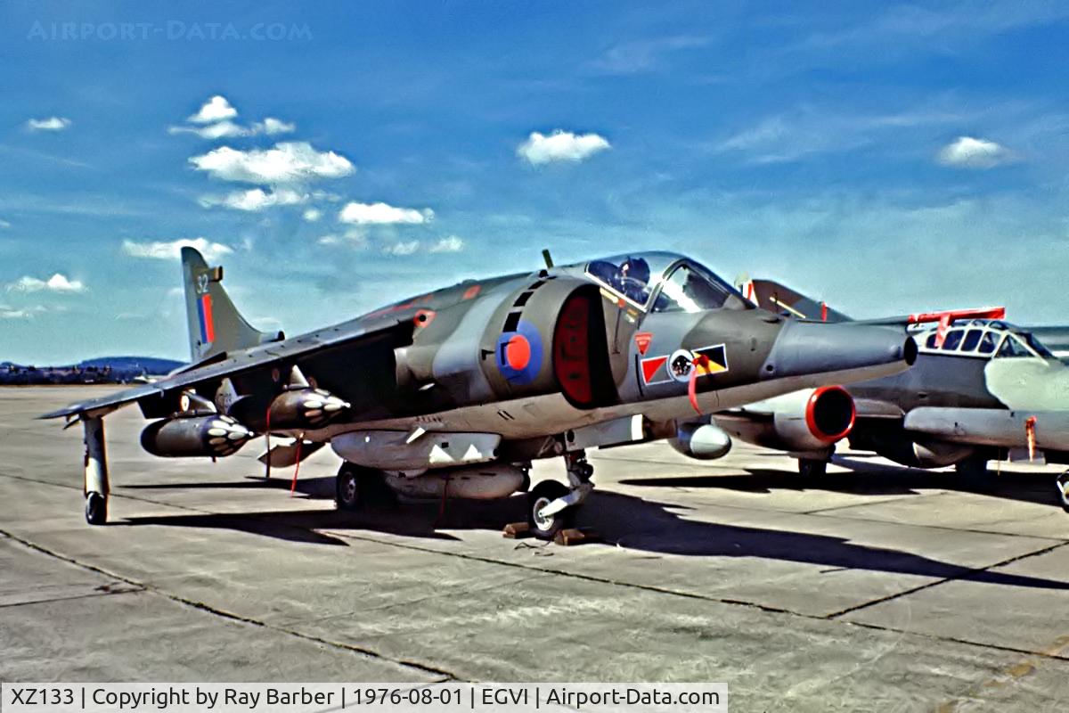 XZ133, 1976 Hawker Siddeley Harrier GR.3 C/N 712192, BAe Systems Harrier GR.3 [712192] (Royal Air Force) RAF Greenham Common~G 01/08/1976. From a slide.