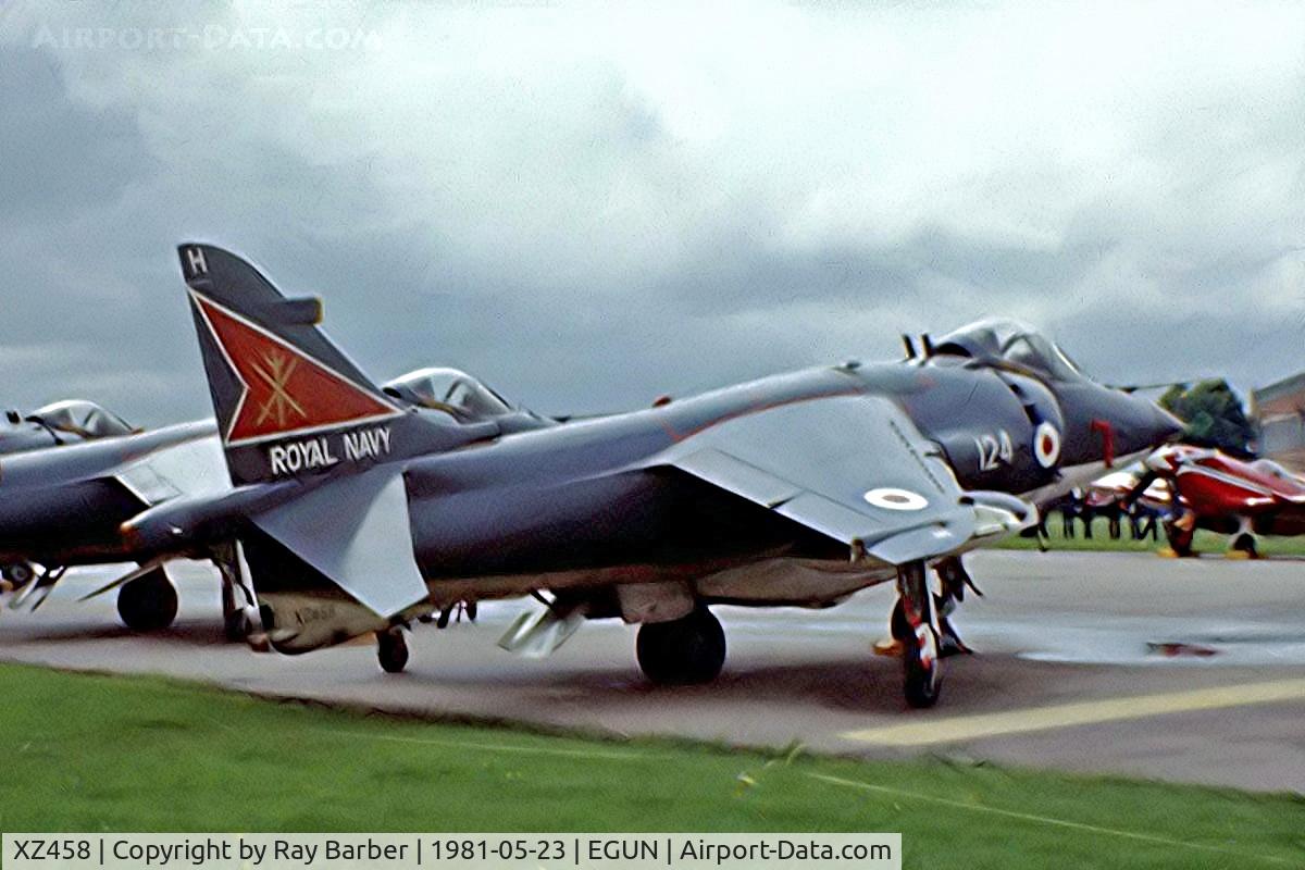 XZ458, 1980 British Aerospace Sea Harrier FRS.1 C/N 41H-912012, XZ458   BAe Systems Sea Harrier FRS.1 [41H-912012] (Royal Navy) RAF Mildenhall~G 23/05/1981.From a slide.
