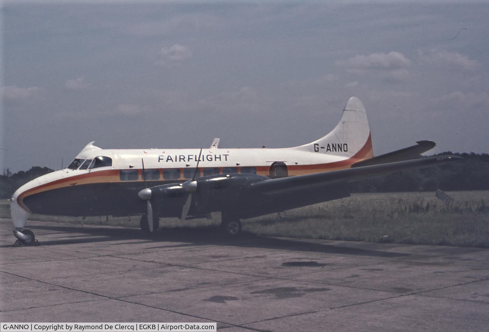 G-ANNO, 1954 De Havilland DH-114 Heron 1B/C C/N 14049, Biggin Hill  1975
