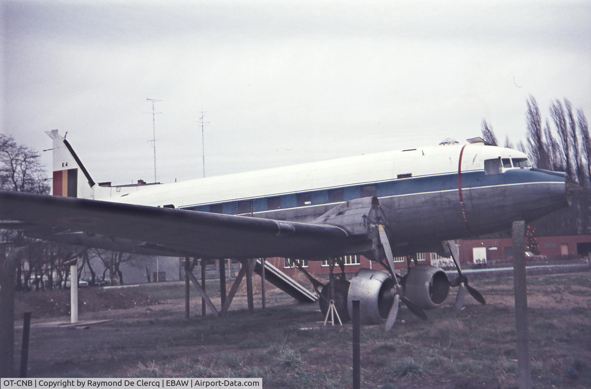 OT-CNB, Douglas C-47B Skytrain C/N 20864, ex 43-16398  USAAF
Used as NASARR trainer at Antwerp in the 70's.
F-104 Starfighter nose cone was already removed.