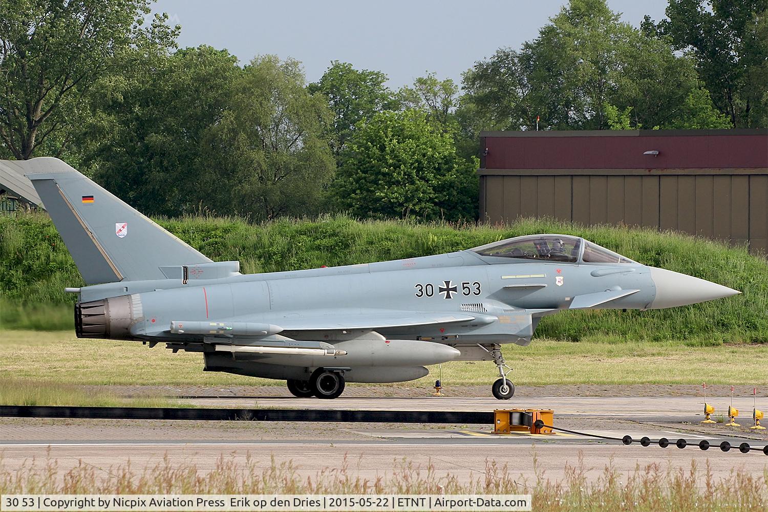 30 53, Eurofighter EF-2000 Typhoon S C/N GS038, 3053 entering the runway of Wittmund AB