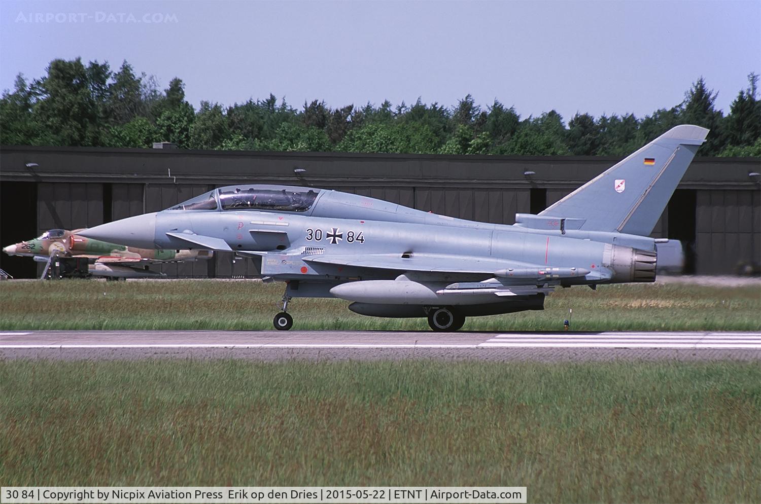 30 84, Eurofighter EF-2000 Typhoon T C/N GT021, 3084 ready to leave for its' homebase of Noervenich, Germany.