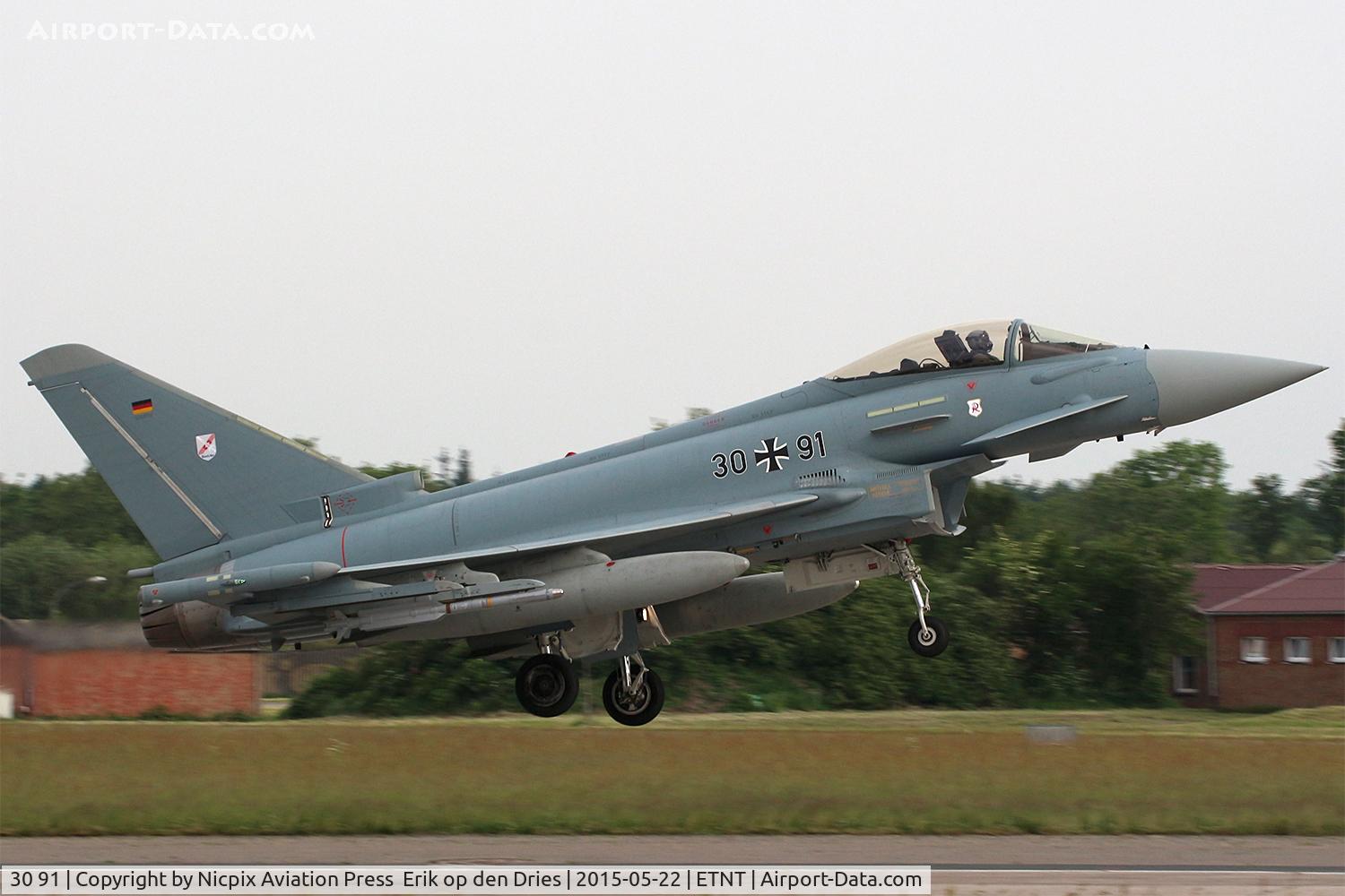 30 91, Eurofighter EF-2000 Typhoon S C/N GS070, QRA bird 3091 recovering into Wittmund AB