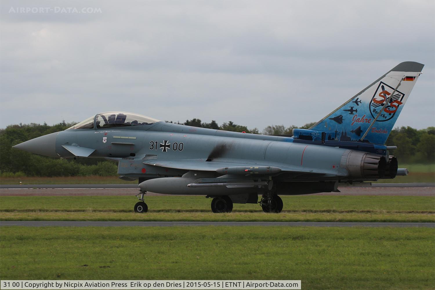 31 00, 2013 Eurofighter EF-2000 Typhoon S C/N GS077, 3100 painted in 55 years Fighter-Bomber Wing 31 anniversary scheme.