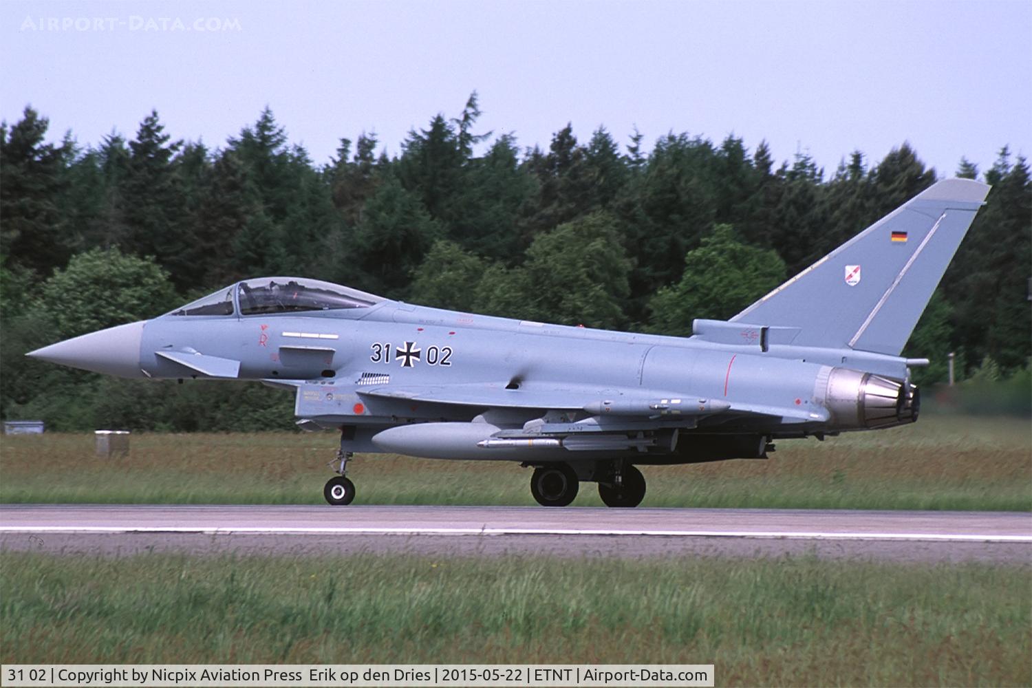 31 02, Eurofighter EF-2000 Typhoon S C/N GS079, 3102 seen here on runway 26 at Wittmund AB during the NATO exewrcise  JAWTEX 2014
