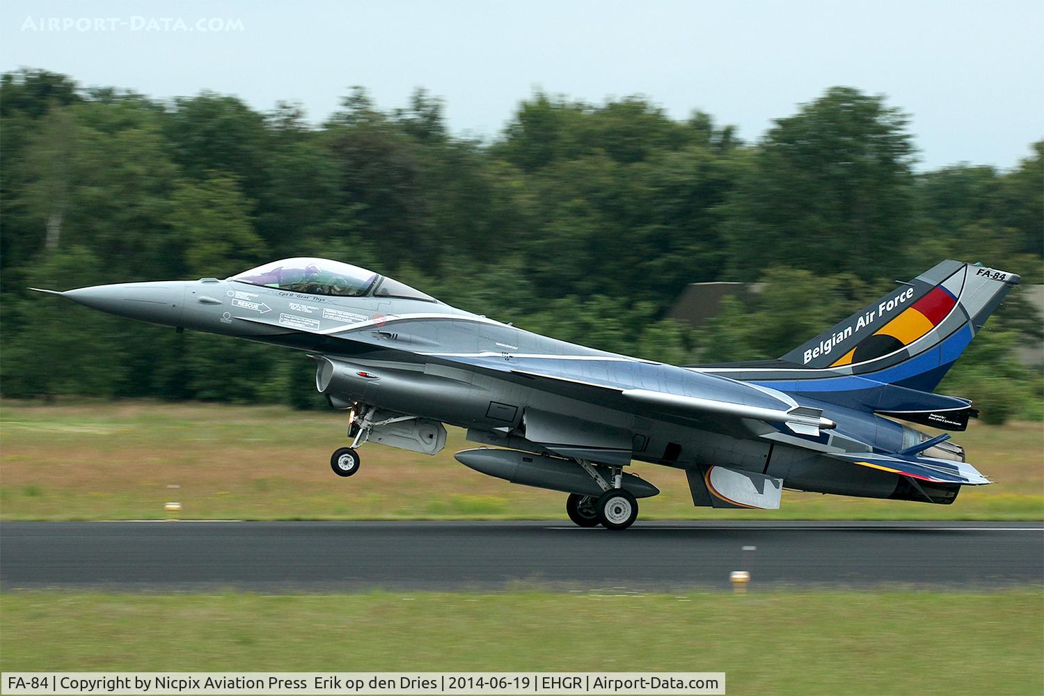 FA-84, 1980 SABCA F-16AM Fighting Falcon C/N 6H-84, Belgium AF F-16AM FA-84 landing at Gilze-Rijen AB.