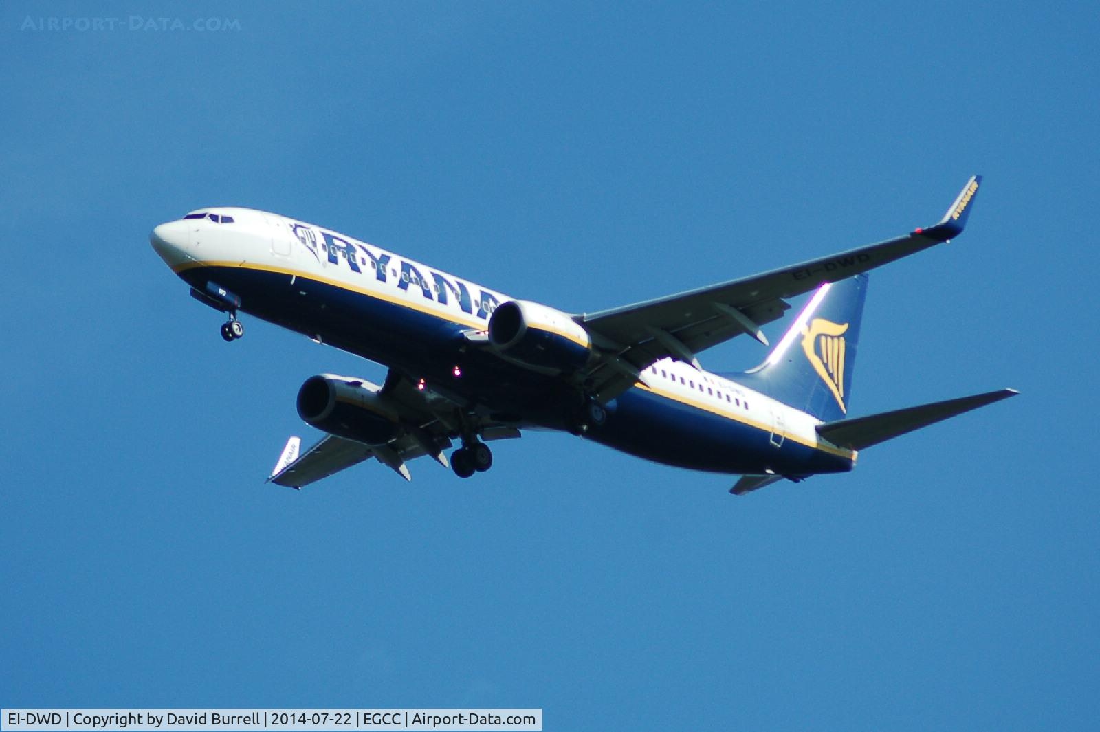 EI-DWD, 2007 Boeing 737-8AS C/N 33642, Ryanair Boeing 737-8AS EI-DWD on approach to Manchester Airport.