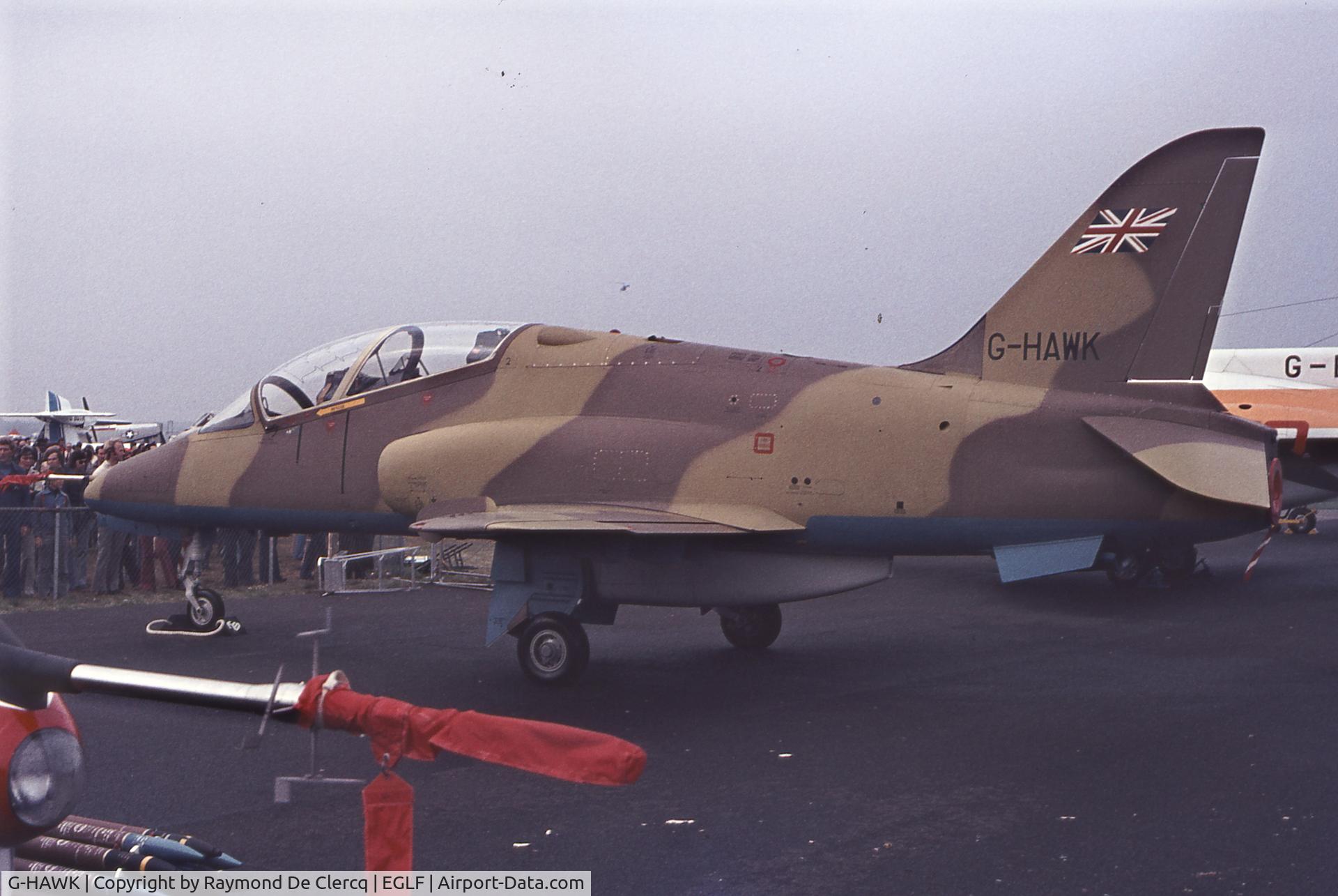 G-HAWK, 1976 Hawker Siddeley Hawk T.1 C/N 41H-4020010, Farnborough 1976
