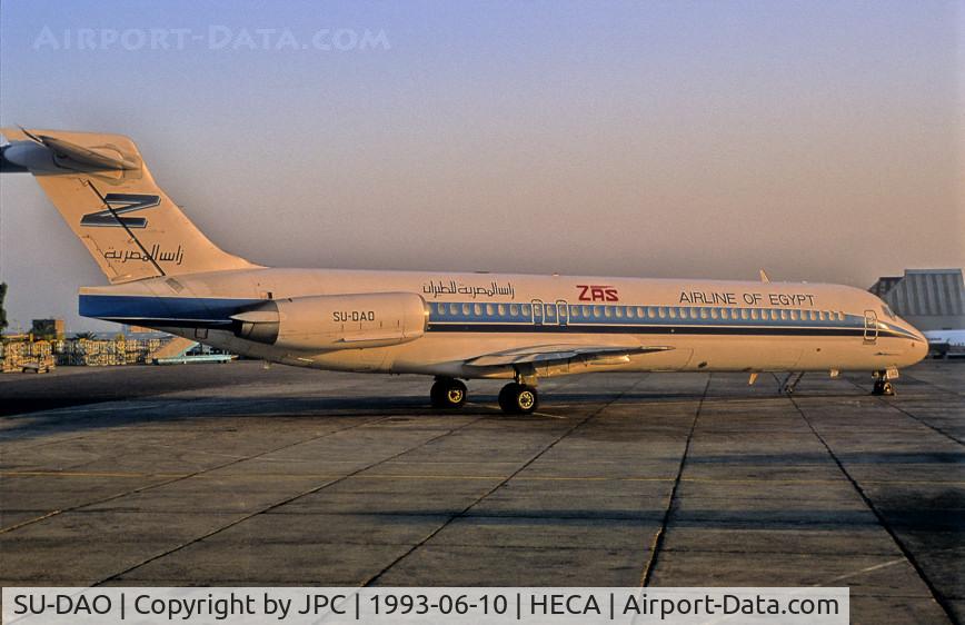 SU-DAO, 1989 McDonnell Douglas MD-87 (DC-9-87) C/N 49779, New plane, but very short time with this Airline! It was empty, in this early morning! Only me and my colleague as passengers