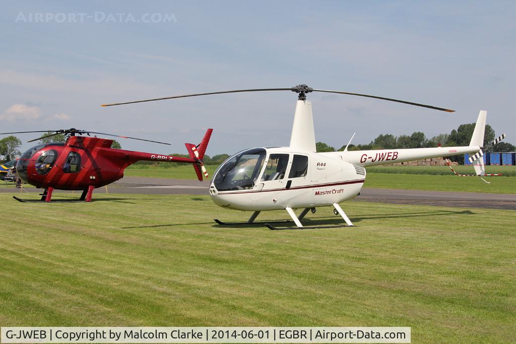 G-JWEB, 2003 Robinson R44 Raven C/N 1334, Robinson R44 Raven at The Real Aeroplane Club's Biplane and Open Cockpit Fly-In, Breighton Airfield, June 1st 2014.
