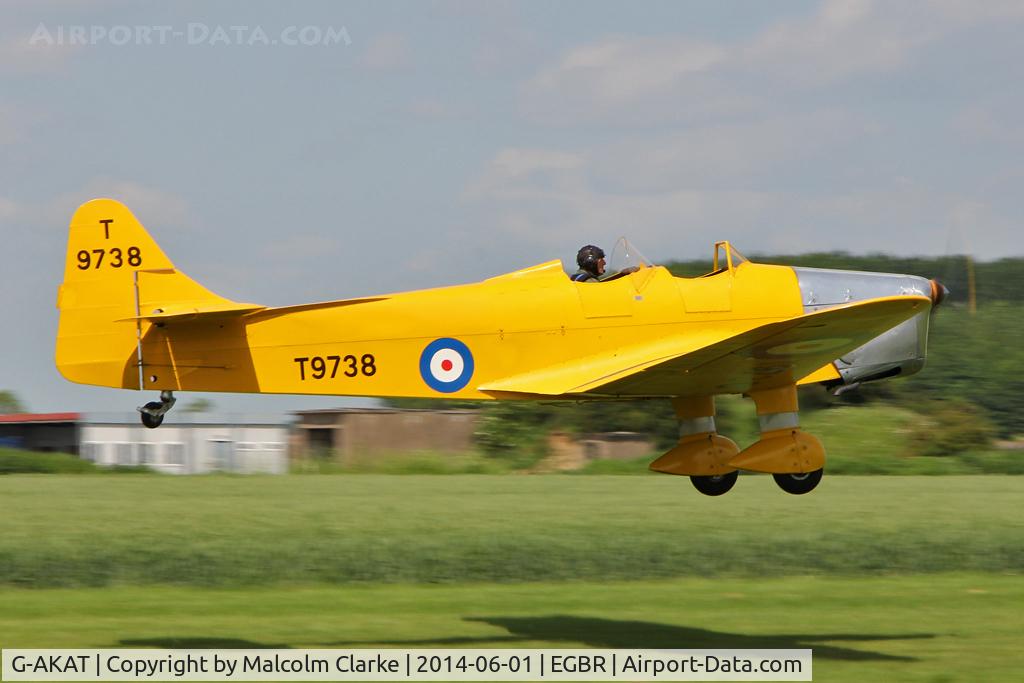 G-AKAT, 1940 Miles M14A Hawk Trainer 3 C/N 2005, Miles M14A Hawk Trainer 3 at The Real Aeroplane Company's Biplane and Open Cockpit Fly-In, Breighton Airfield, June 1st 2014.