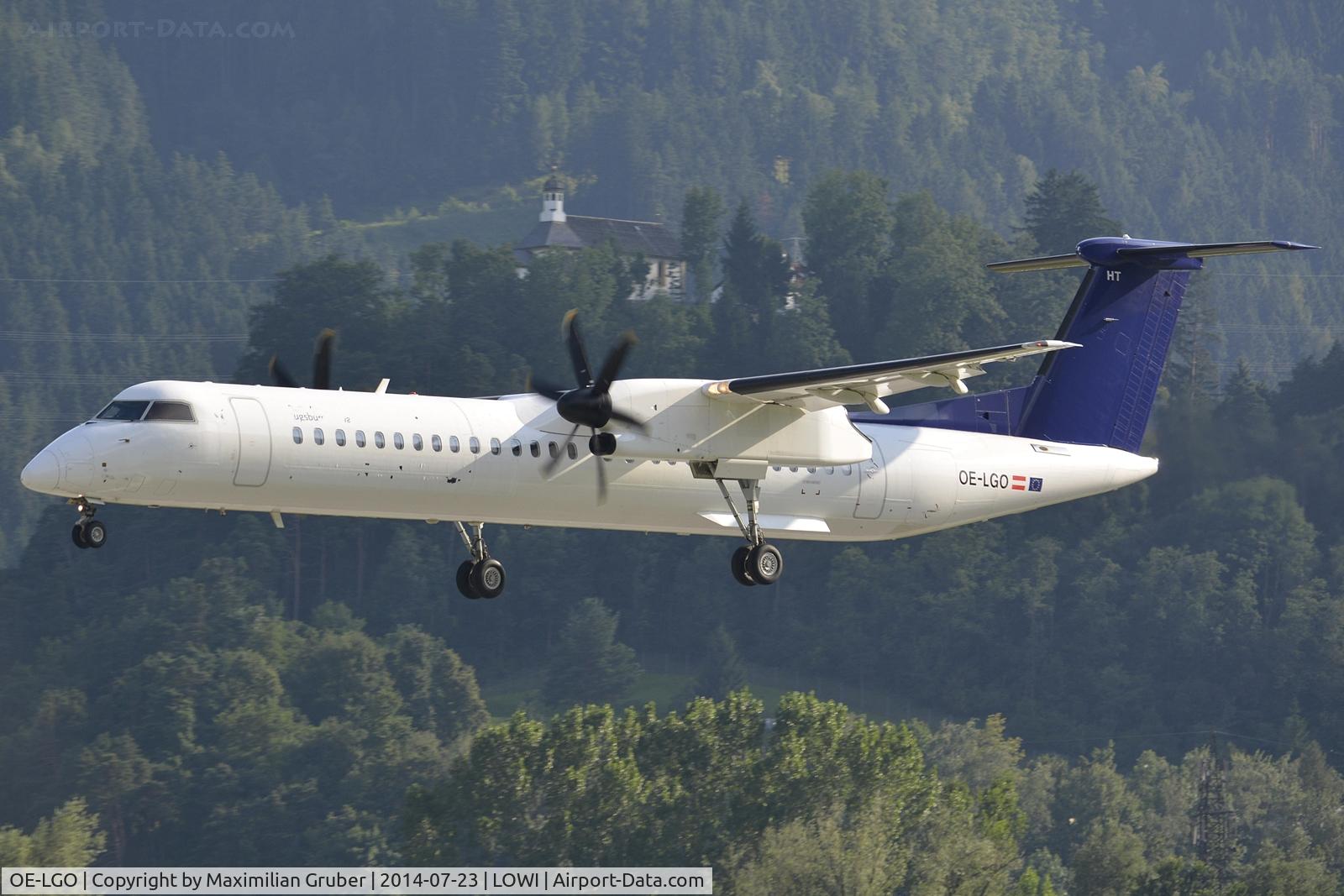 OE-LGO, 2009 De Havilland Canada DHC-8-400Q Dash 8 C/N 4281, first landing of OE-LGO in Innsbruck and also in Austria