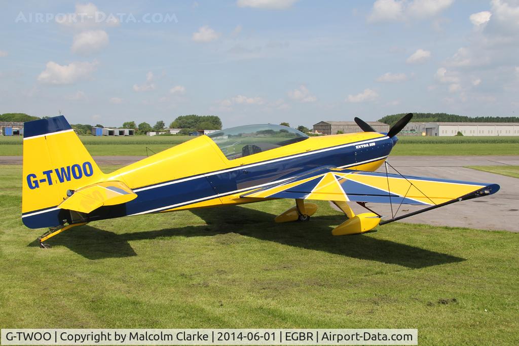 G-TWOO, 1996 Extra EA-300/200 C/N 05, Extra EA-300-200 at The Real Aeroplane Club's Biplane and Open Cockpit Fly-In, Breighton Airfield, June 1st 2014.