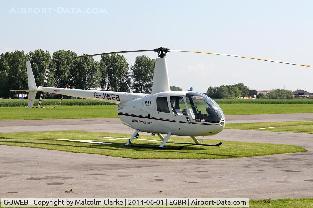 G-JWEB, 2003 Robinson R44 Raven C/N 1334, Robinson R44 Raven at The Real Aeroplane Club's Biplane and Open Cockpit Fly-In, Breighton Airfield, June 1st 2014.