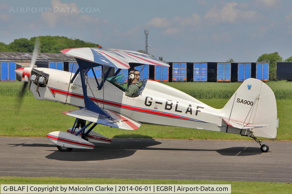 G-BLAF, 1987 Stolp SA-900 V-Star C/N PFA 106-10651, Stolp SA-900 V-Star at The Real Aeroplane Club's Biplane and Open Cockpit Fly-In, Breighton Airfield, June 1st 2014.