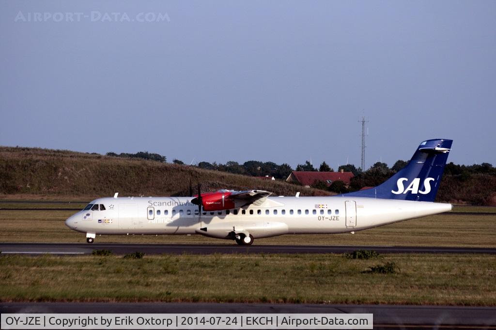 OY-JZE, 2014 ATR 72-212A C/N 1164, OY-JZE, first day of Commercial service. Arrived on rw 04L as SK568