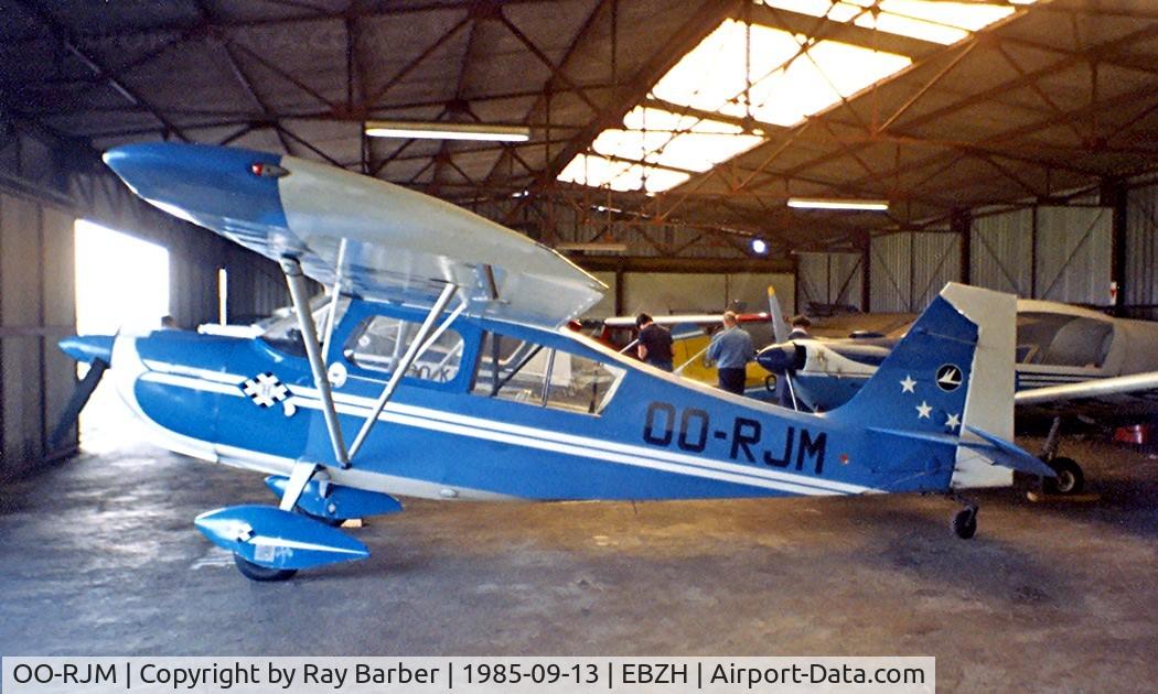 OO-RJM, 1974 Bellanca 7KCAB Citabria C/N 468-74, Bellanca 7KCAB Citabria [468-74] Kiewit-Hasselt~OO 13/09/1985. From a slide.