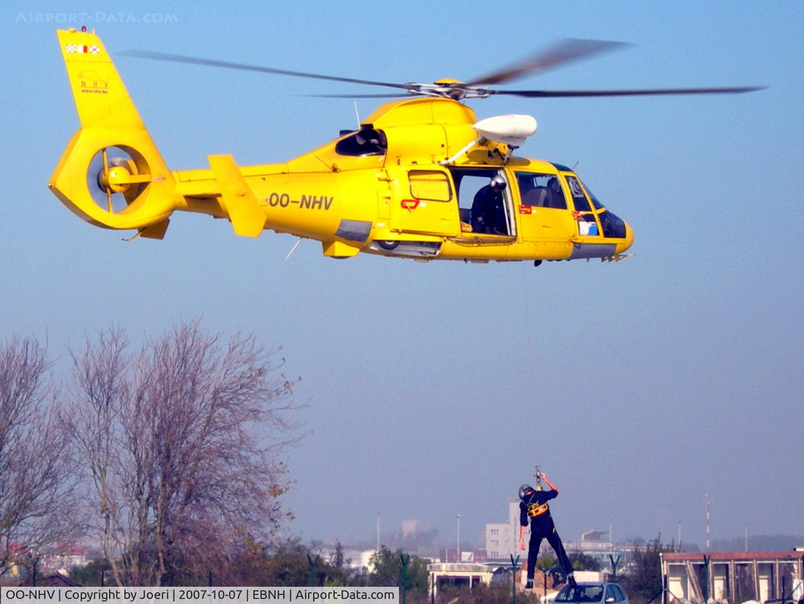 OO-NHV, 1997 Eurocopter AS-365N-3 Dauphin 2 C/N 6510, Noordzee Helikopters Vlaanderen Training of hoisting