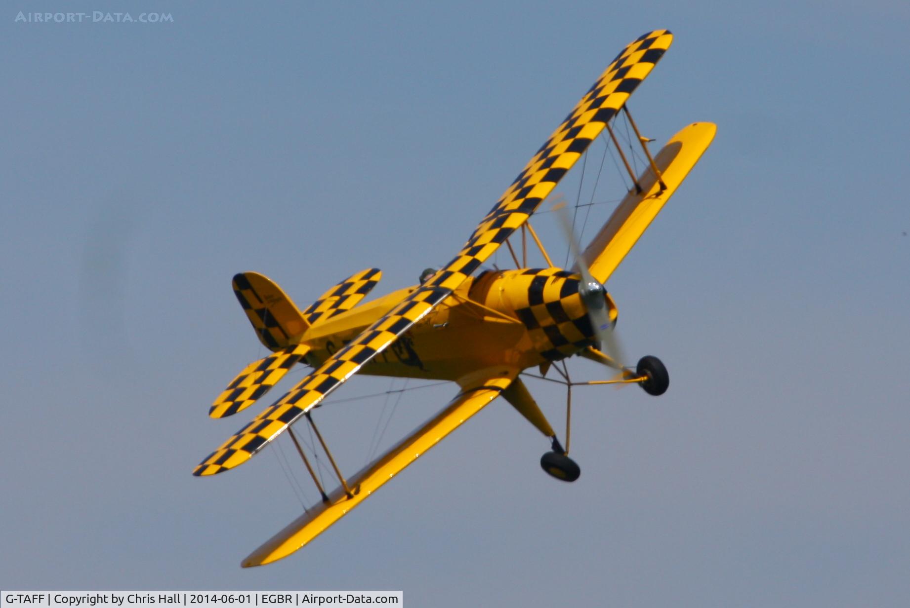 G-TAFF, 1957 CASA 1-131E Jungmann C/N 1129, at Breighton's Open Cockpit & Biplane Fly-in, 2014