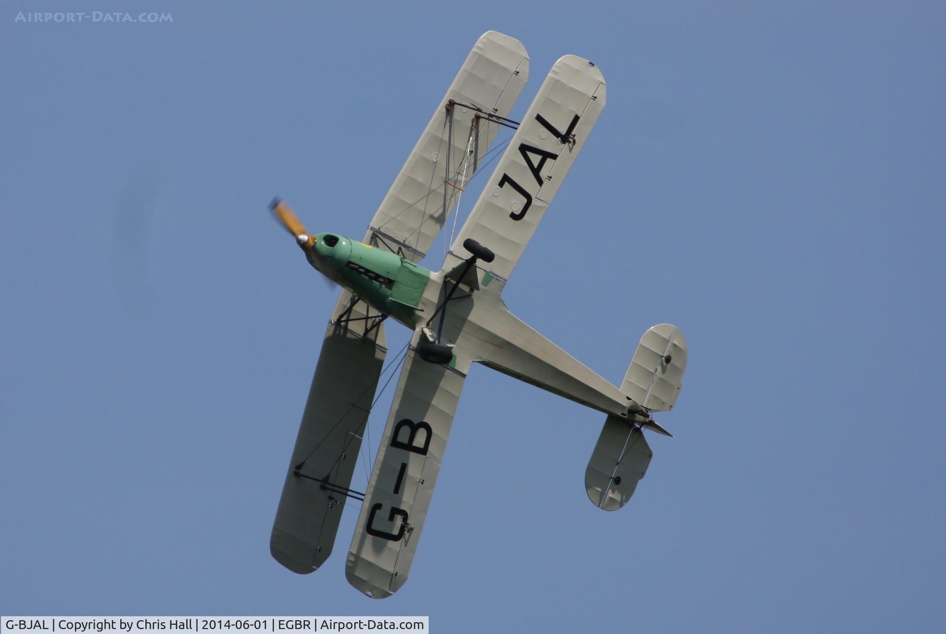G-BJAL, 1957 Bucker 1-131E Jungmann C/N 1028, at Breighton's Open Cockpit & Biplane Fly-in, 2014