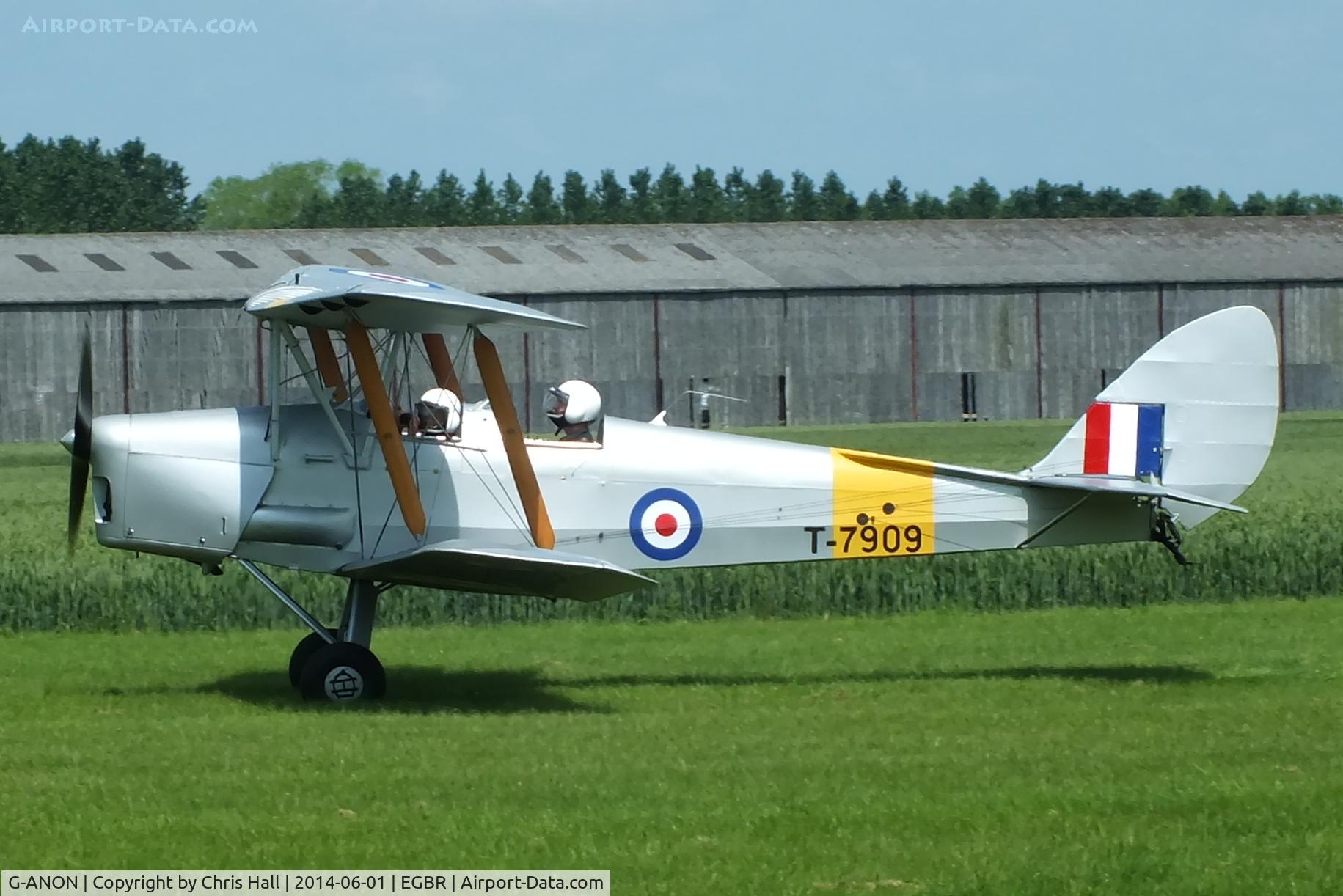 G-ANON, 1941 De Havilland DH-82A Tiger Moth II C/N 84270, at Breighton's Open Cockpit & Biplane Fly-in, 2014