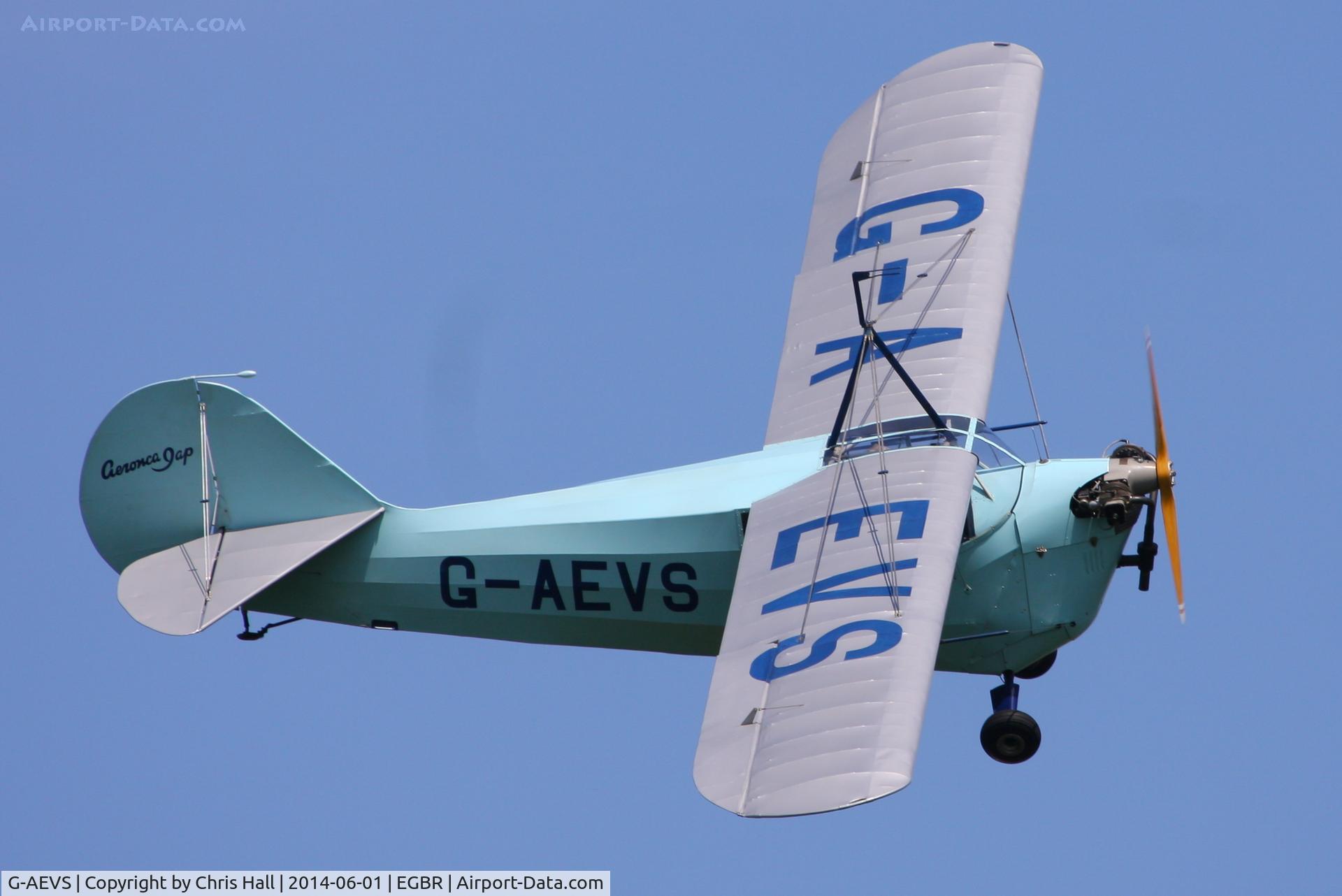 G-AEVS, 1937 Aeronca 100 C/N AB114, at Breighton's Open Cockpit & Biplane Fly-in, 2014