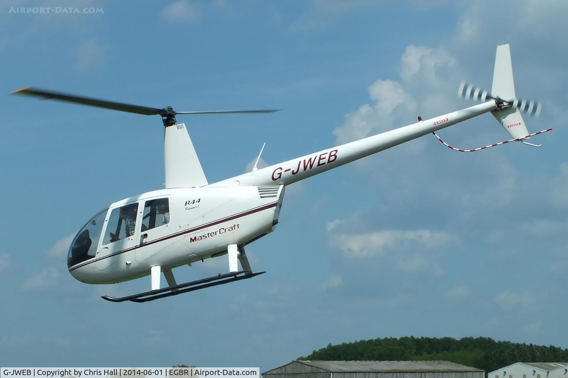G-JWEB, 2003 Robinson R44 Raven C/N 1334, at Breighton's Open Cockpit & Biplane Fly-in, 2014