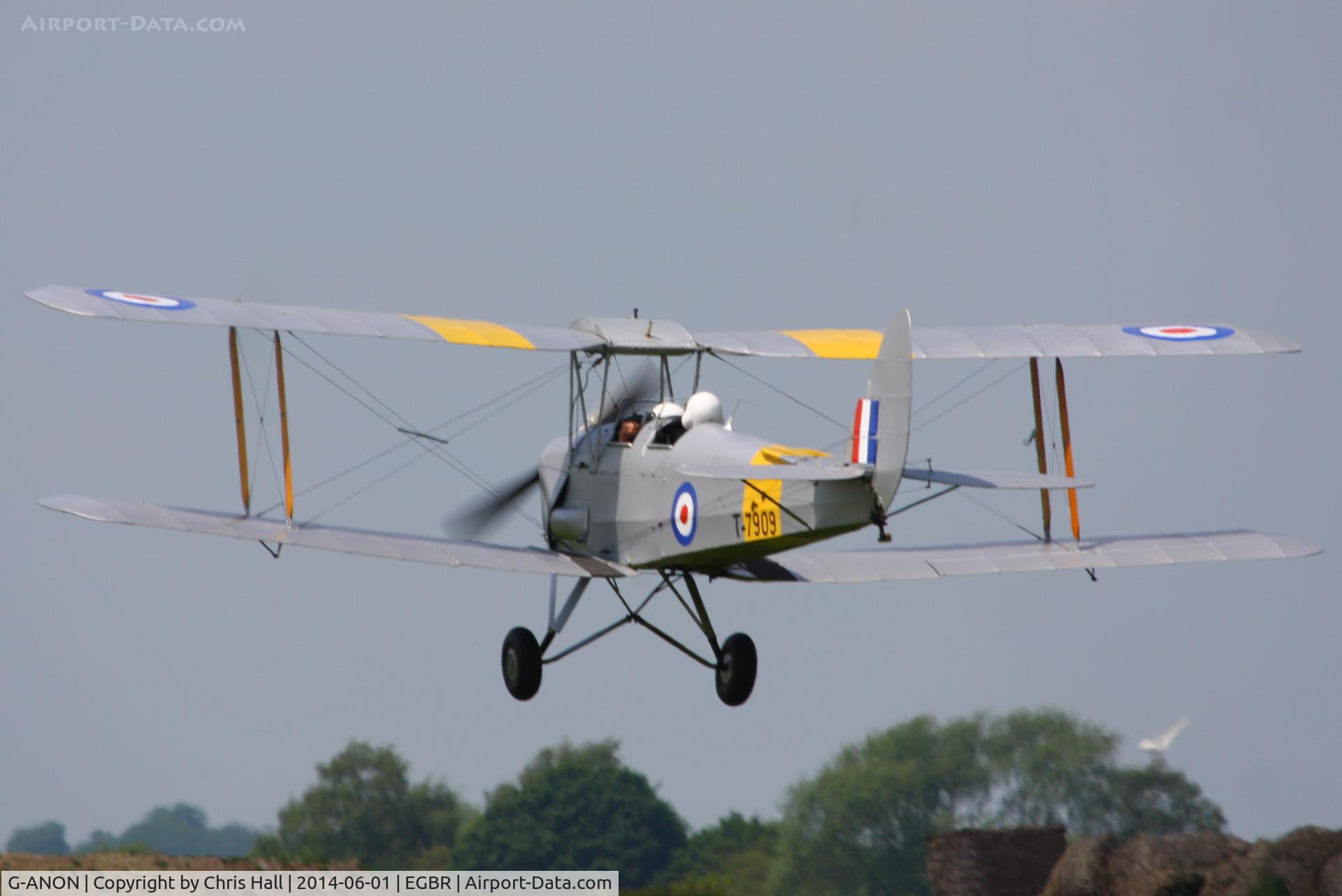 G-ANON, 1941 De Havilland DH-82A Tiger Moth II C/N 84270, at Breighton's Open Cockpit & Biplane Fly-in, 2014