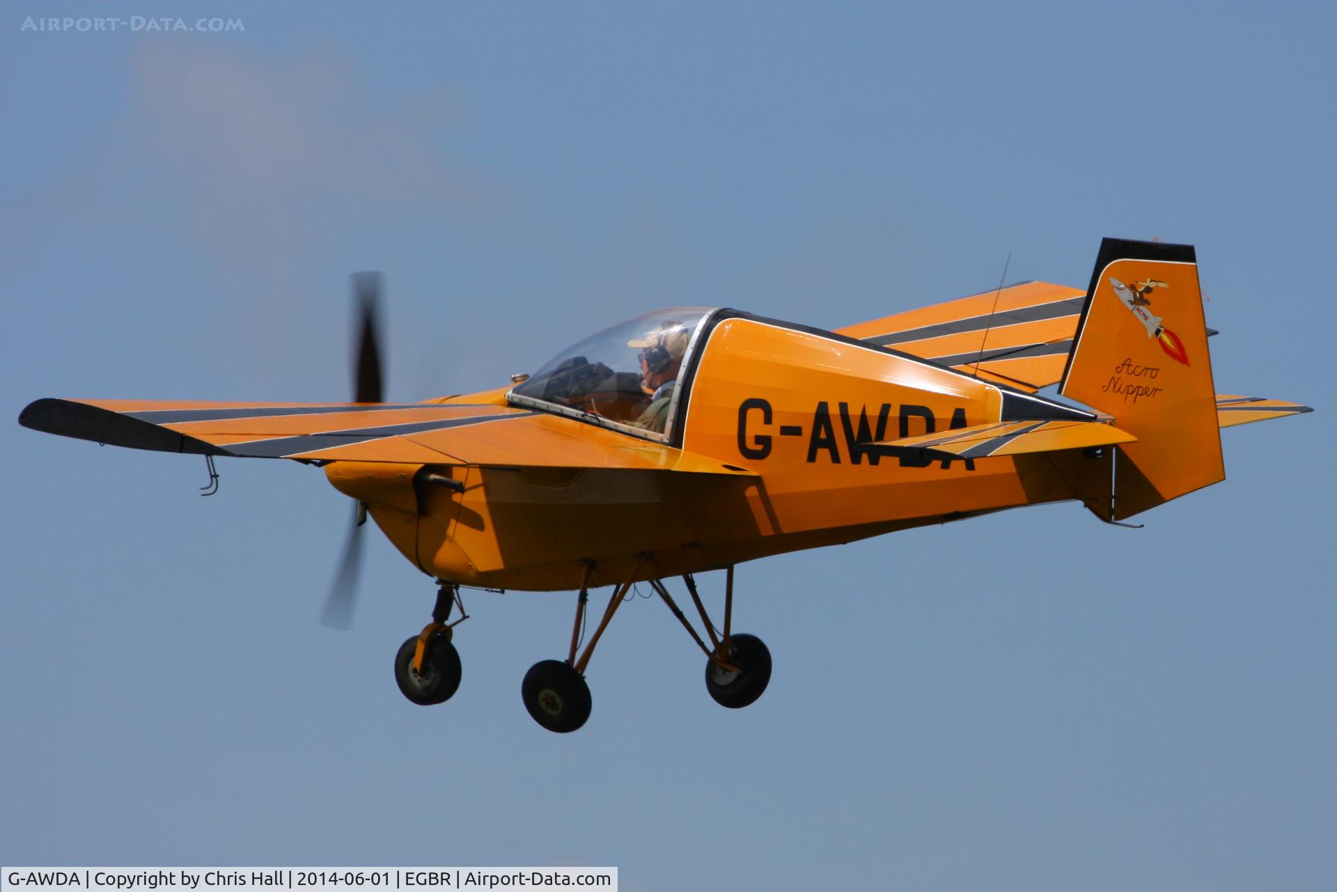 G-AWDA, 1968 Slingsby T.66 Nipper 3 C/N S117, at Breighton's Open Cockpit & Biplane Fly-in, 2014