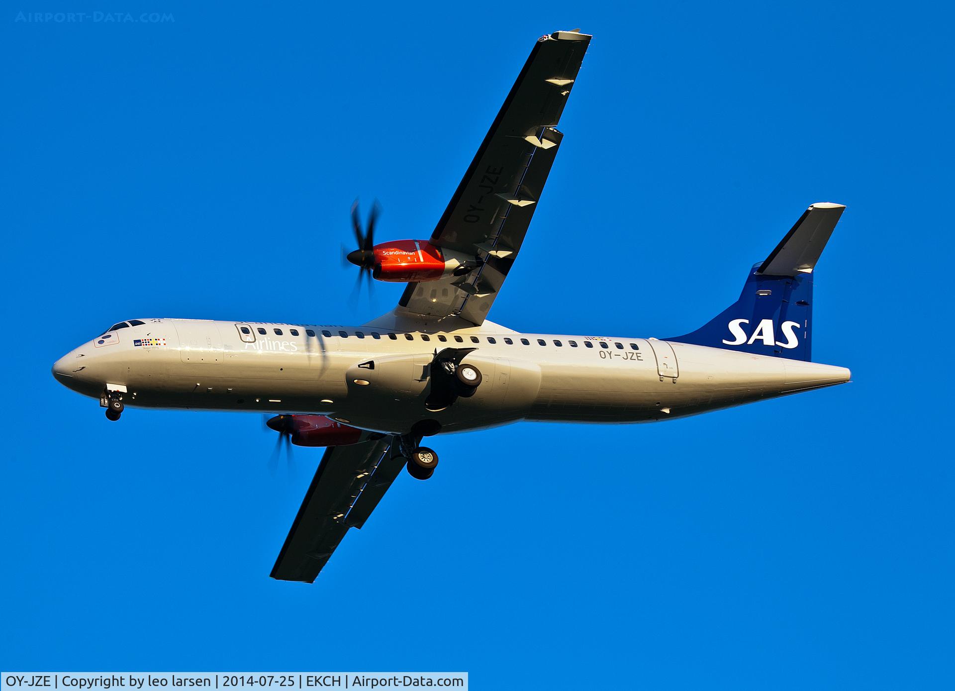 OY-JZE, 2014 ATR 72-212A C/N 1164, Copenhagen Kastrup app to R-04L 25.7.2014