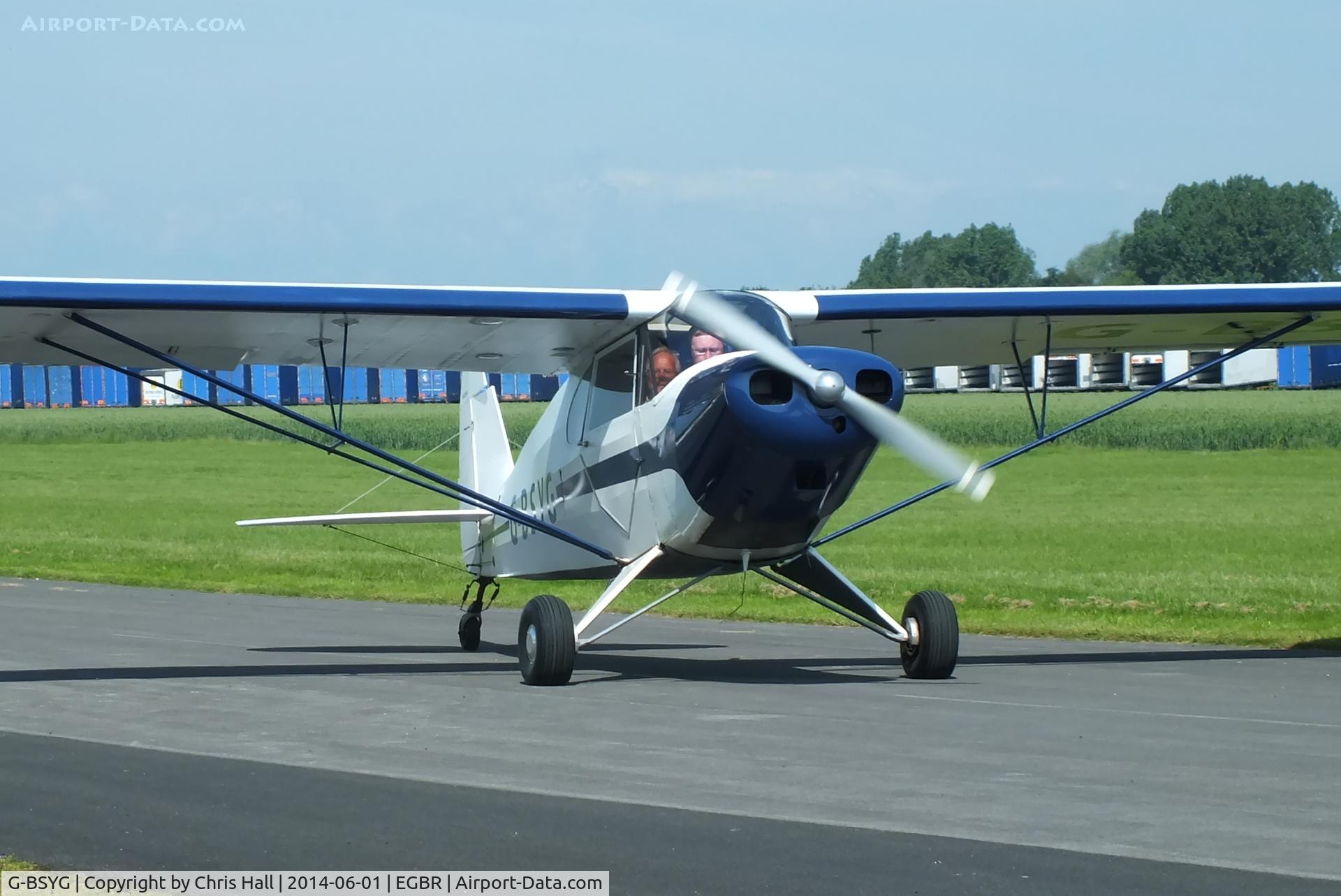 G-BSYG, 1947 Piper PA-12 Super Cruiser C/N 12-2106, at Breighton's Open Cockpit & Biplane Fly-in, 2014