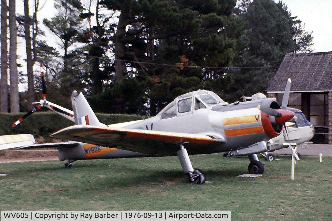 WV605, 1954 Percival P-56 Provost T.1 C/N PAC/56/132, Percival P.56 Provost T.1 [PAC/F/132] (Royal Air Force) Torbay Aircraft Museum-Paignton,~UK 13/09/1976. From a slide.