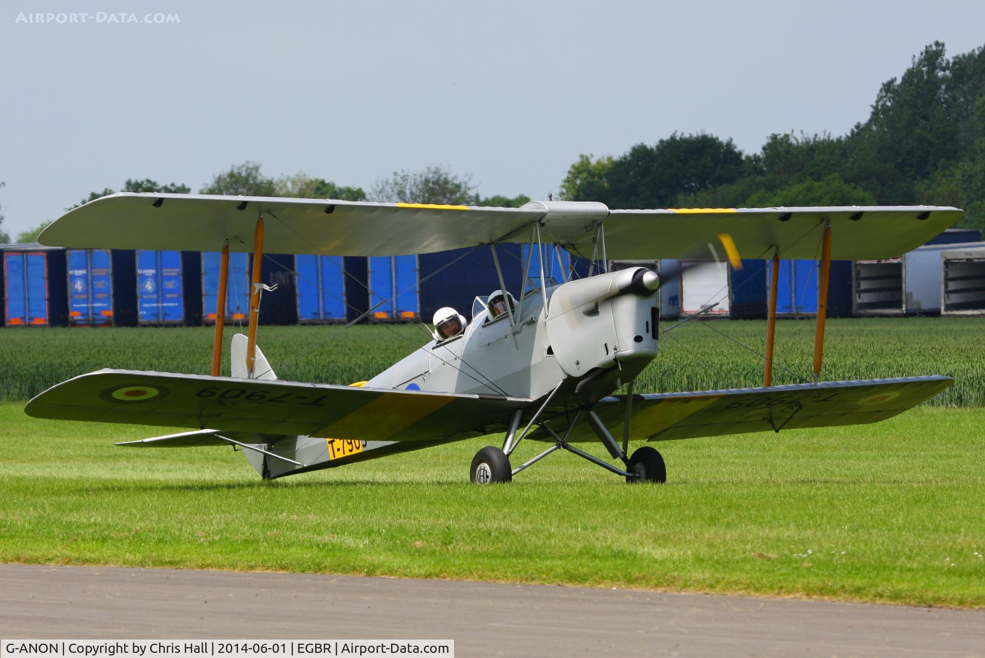 G-ANON, 1941 De Havilland DH-82A Tiger Moth II C/N 84270, at Breighton's Open Cockpit & Biplane Fly-in, 2014