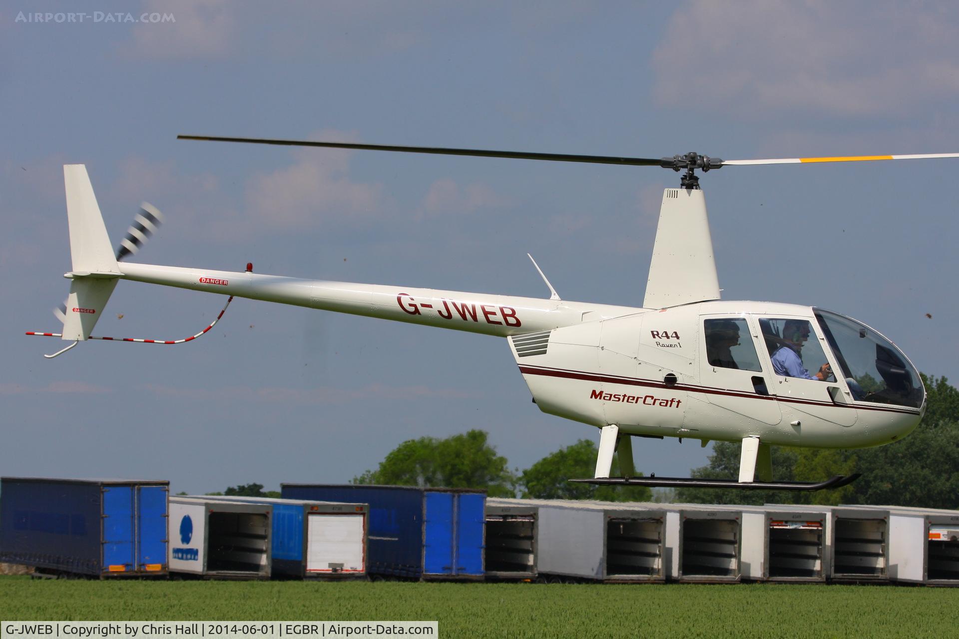 G-JWEB, 2003 Robinson R44 Raven C/N 1334, at Breighton's Open Cockpit & Biplane Fly-in, 2014