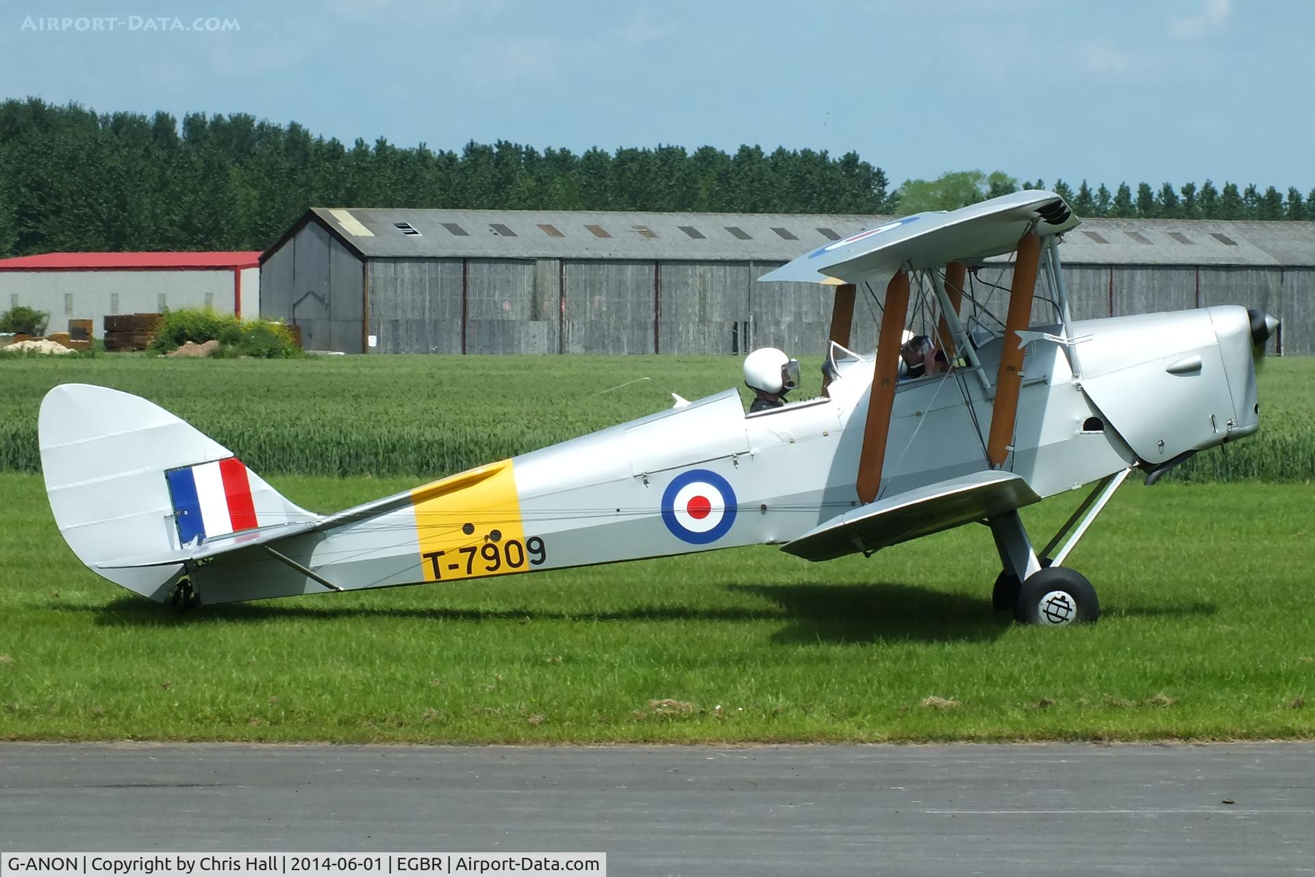 G-ANON, 1941 De Havilland DH-82A Tiger Moth II C/N 84270, at Breighton's Open Cockpit & Biplane Fly-in, 2014