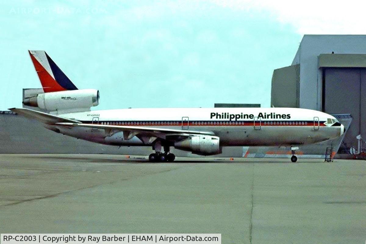 RP-C2003, 1976 McDonnell Douglas DC-10-30 C/N 46958, McDonnell Douglas DC-10-30 [46958] (Philippine Airlines) Amsterdam-Schiphol~PH 12/05/1979. From a slide.