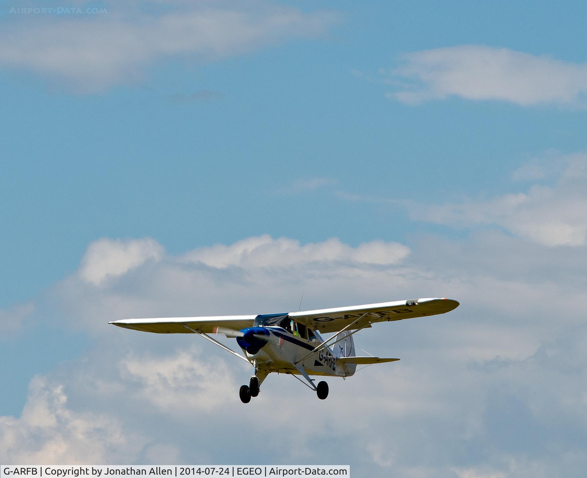 G-ARFB, 1960 Piper PA-22-150 Caribbean C/N 22-7518, About to land on Runway 19, Oban Airport.