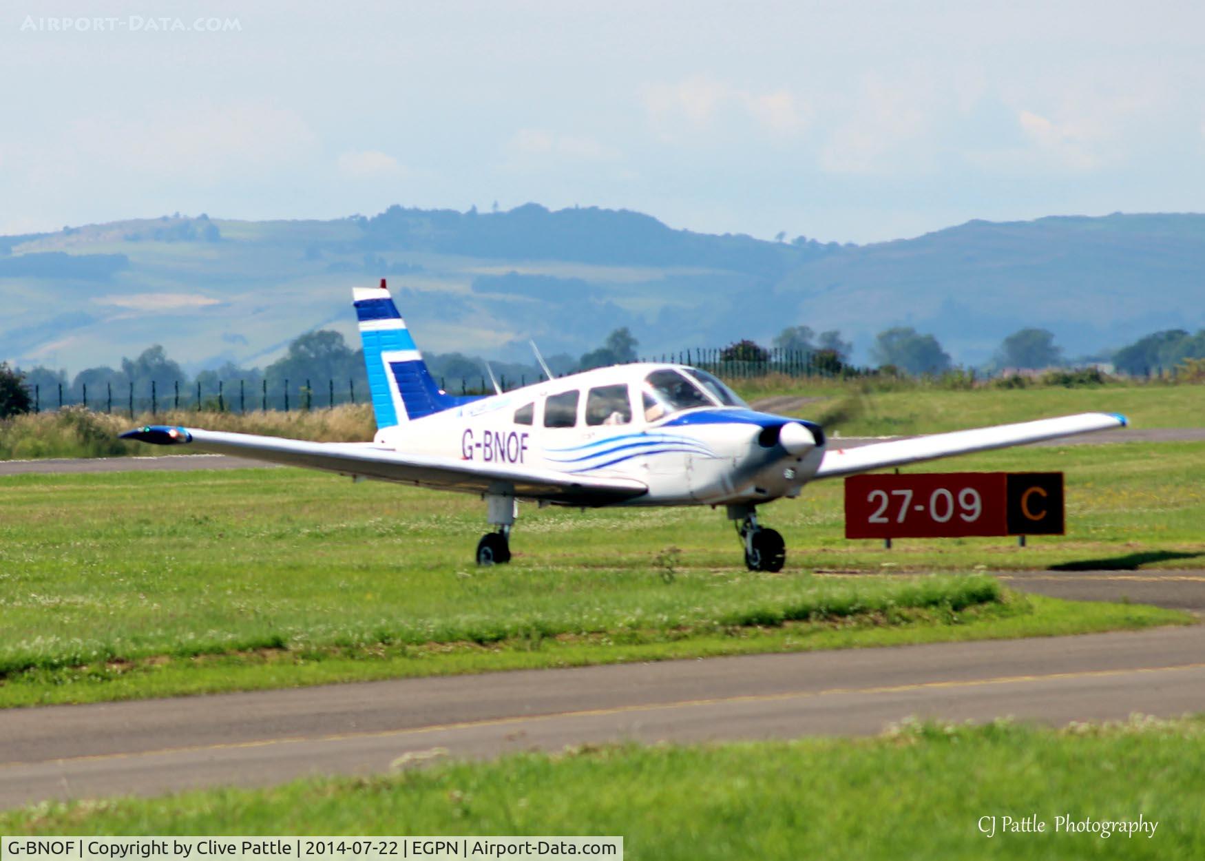 G-BNOF, 1987 Piper PA-28-161 Cherokee Warrior II C/N 2816014, Tayside Aviation aircraft taxies in from another training sortie at Dundee Riverside EGPN
