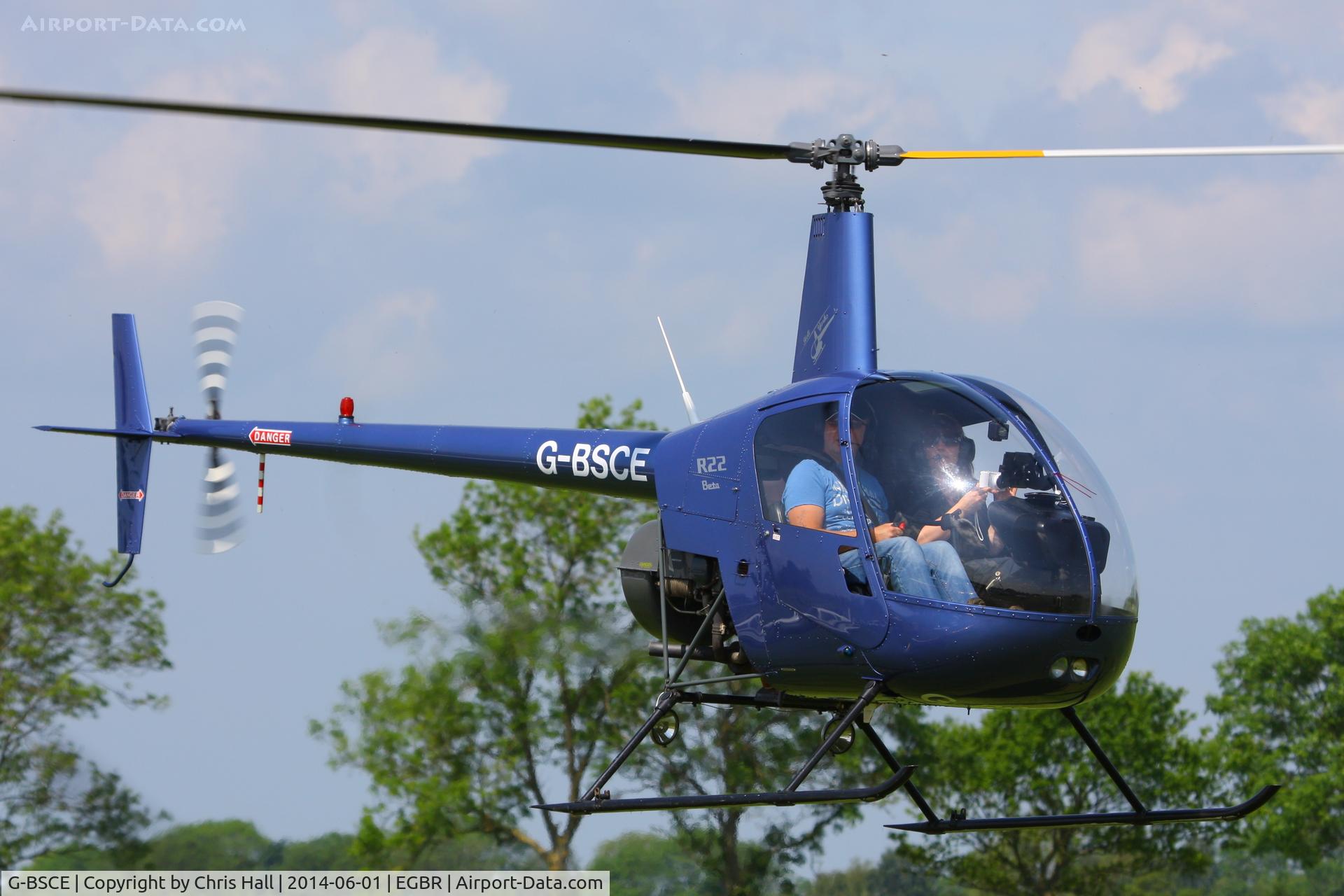G-BSCE, 1989 Robinson R22 Beta C/N 1245, at Breighton's Open Cockpit & Biplane Fly-in, 2014