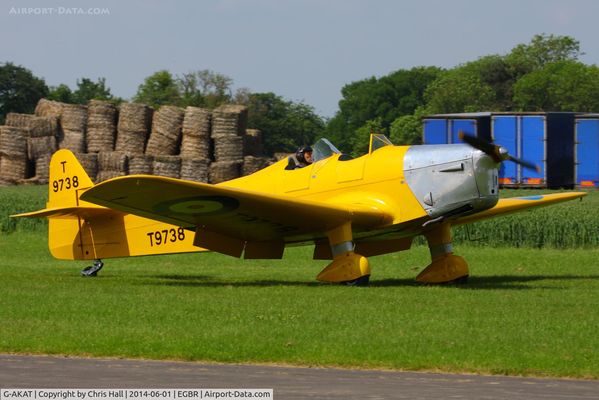 G-AKAT, 1940 Miles M14A Hawk Trainer 3 C/N 2005, at Breighton's Open Cockpit & Biplane Fly-in, 2014