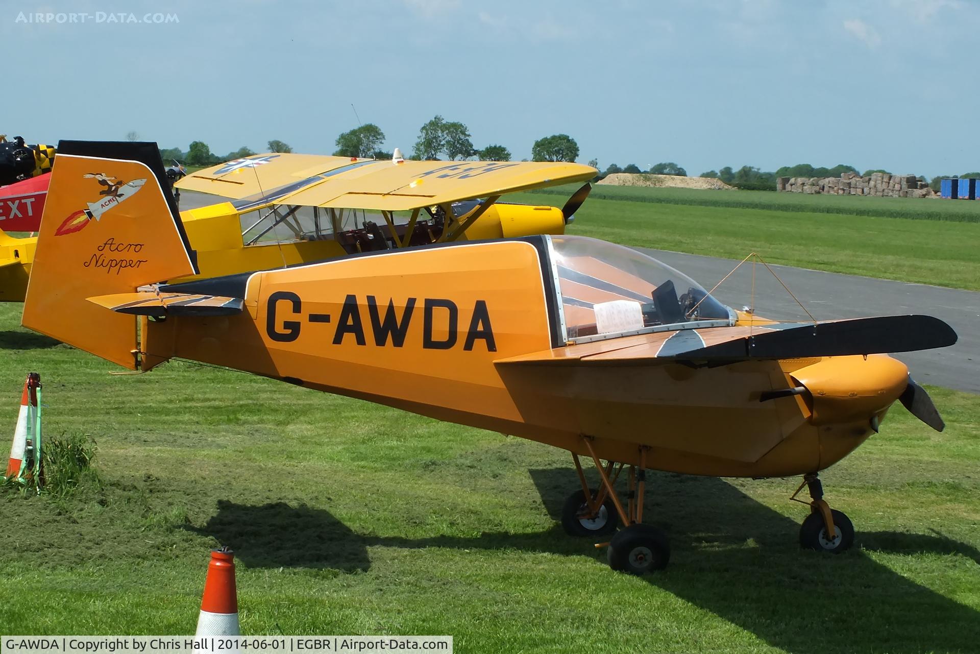 G-AWDA, 1968 Slingsby T.66 Nipper 3 C/N S117, at Breighton's Open Cockpit & Biplane Fly-in, 2014