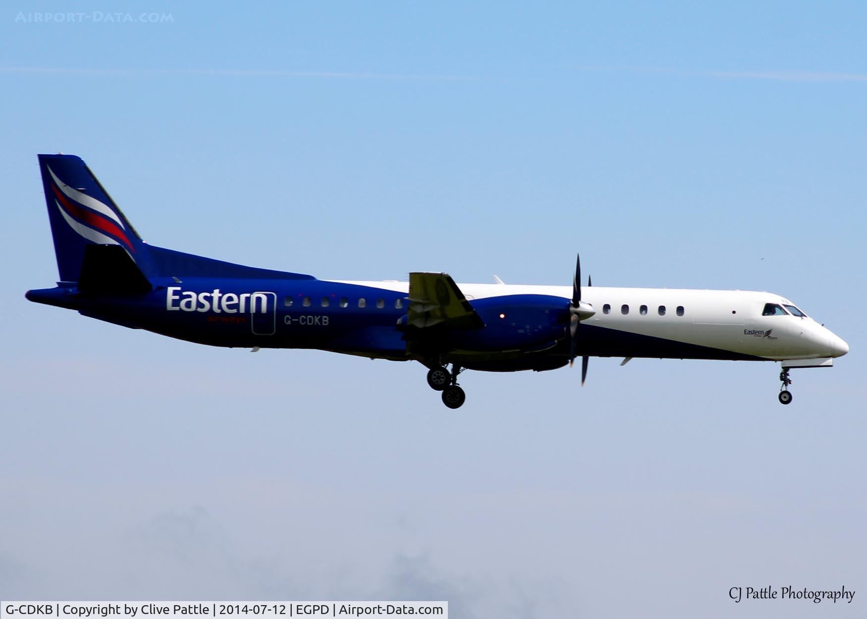 G-CDKB, 1996 Saab 2000 C/N 2000-032, Short finals to Aberdeen
