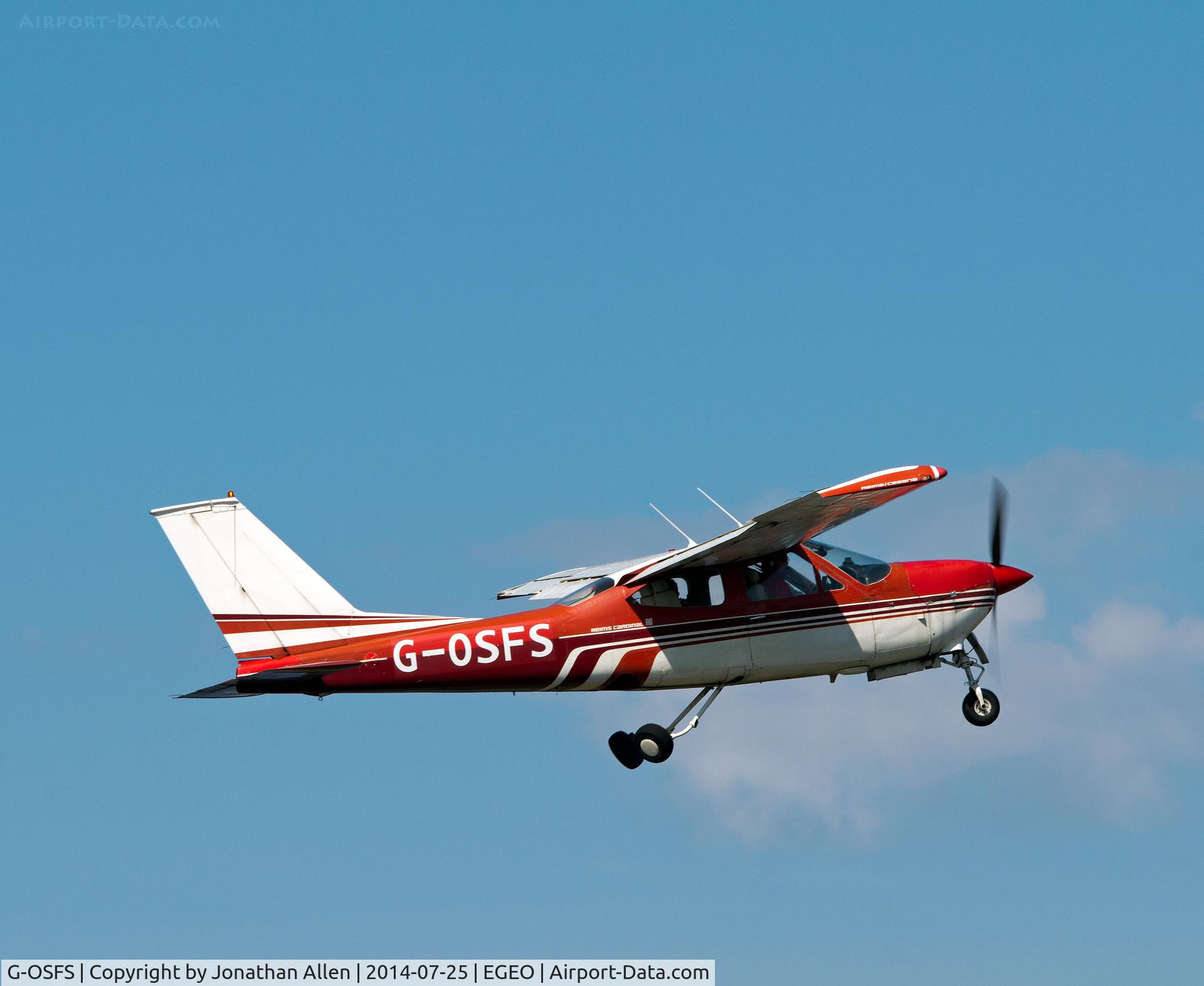 G-OSFS, 1973 Reims F177RG Cardinal RG C/N 177RG0082, Getting its unusual gear up after taking-off from Oban Airport.