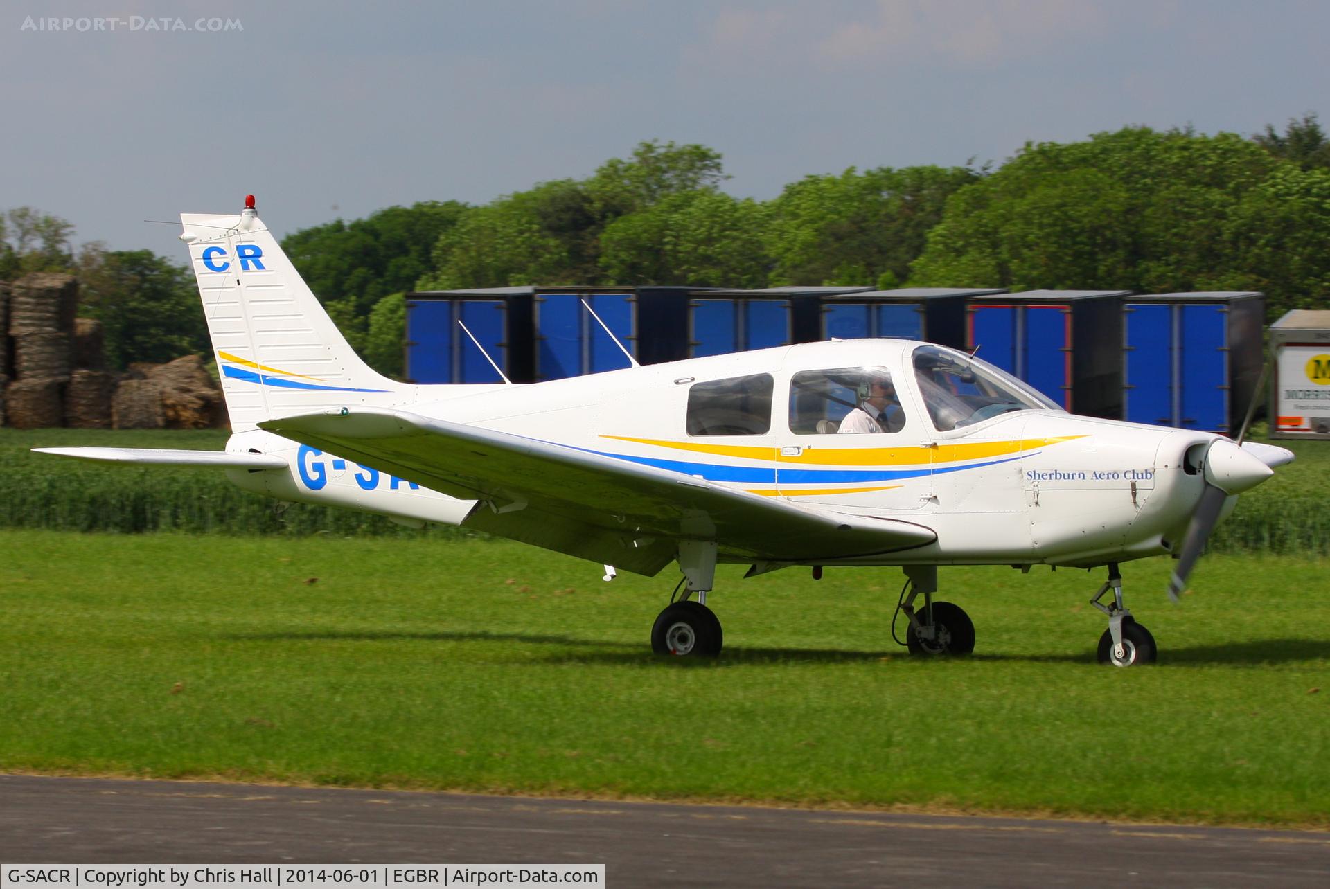 G-SACR, 1988 Piper PA-28-161 Cadet C/N 2841046, at Breighton's Open Cockpit & Biplane Fly-in, 2014
