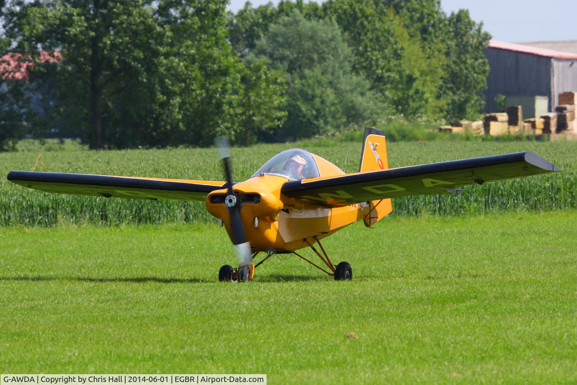 G-AWDA, 1968 Slingsby T.66 Nipper 3 C/N S117, at Breighton's Open Cockpit & Biplane Fly-in, 2014