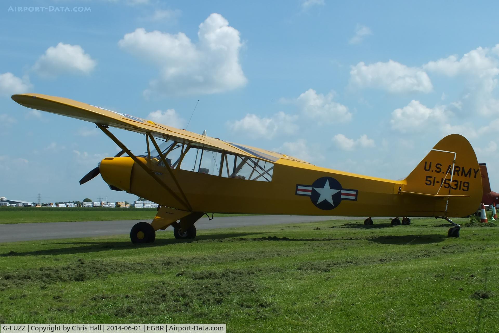 G-FUZZ, 1951 Piper L-18C Super Cub (PA-18-95) C/N 18-1016, at Breighton's Open Cockpit & Biplane Fly-in, 2014