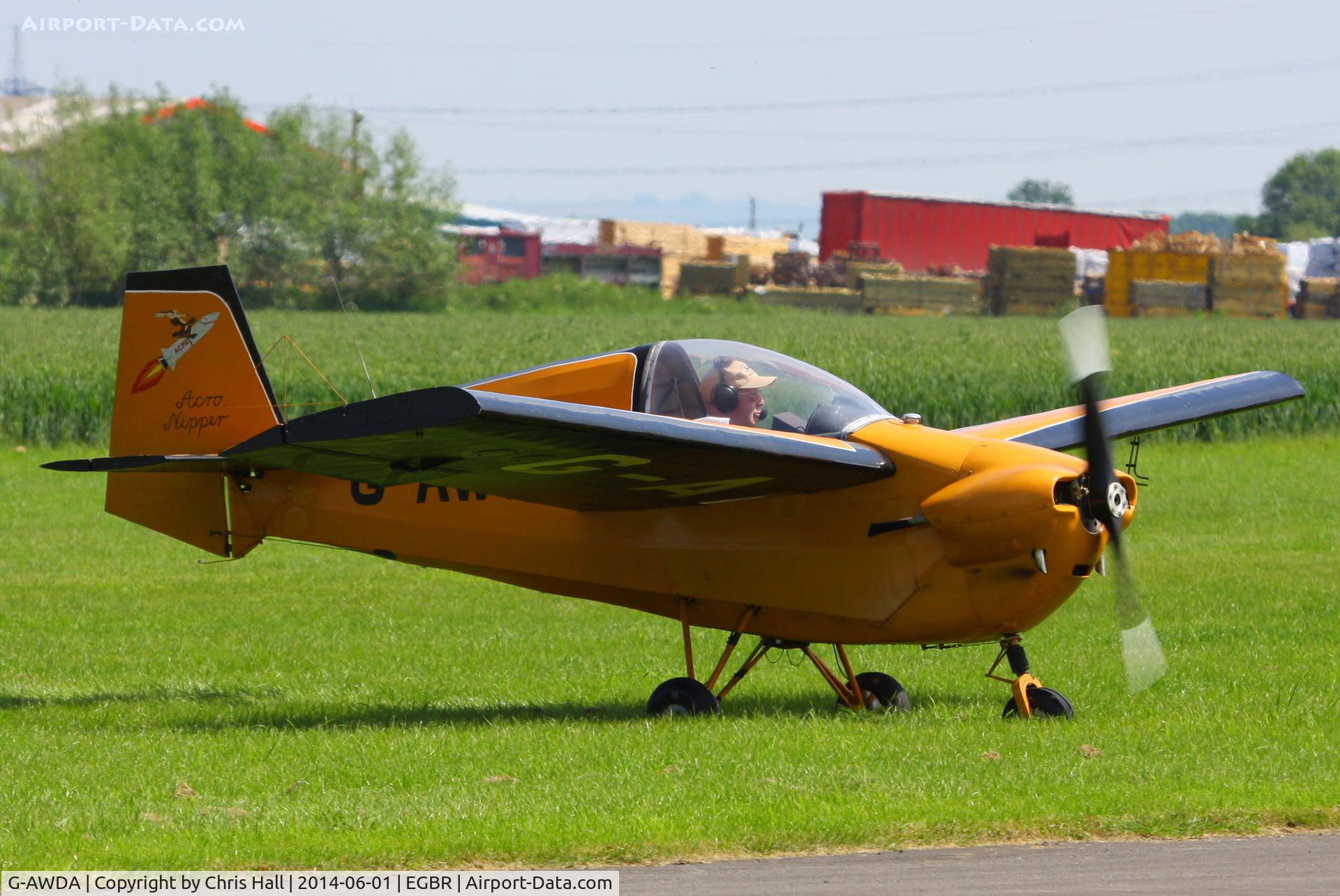 G-AWDA, 1968 Slingsby T.66 Nipper 3 C/N S117, at Breighton's Open Cockpit & Biplane Fly-in, 2014